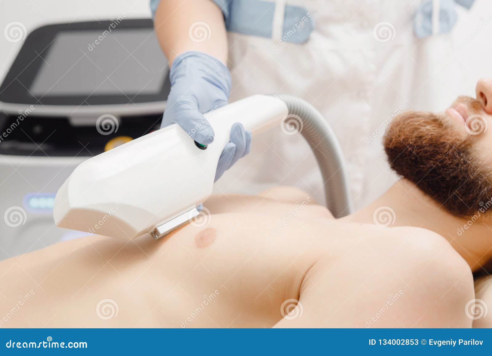 Male Procedure To Remove Hair from Breast with Help of Special Laser  Equipment. Concept Beauty and Health Stock Image - Image of people,  cosmetic: 134002853
