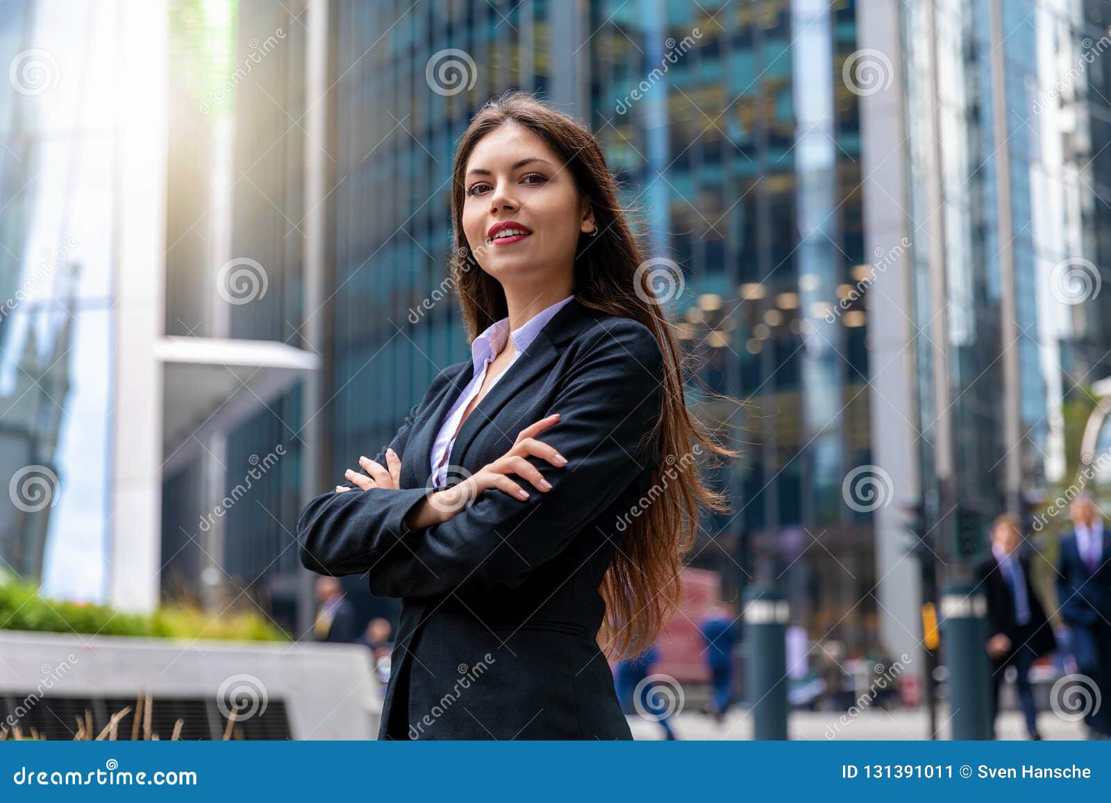 confident business woman portrait in the city of london