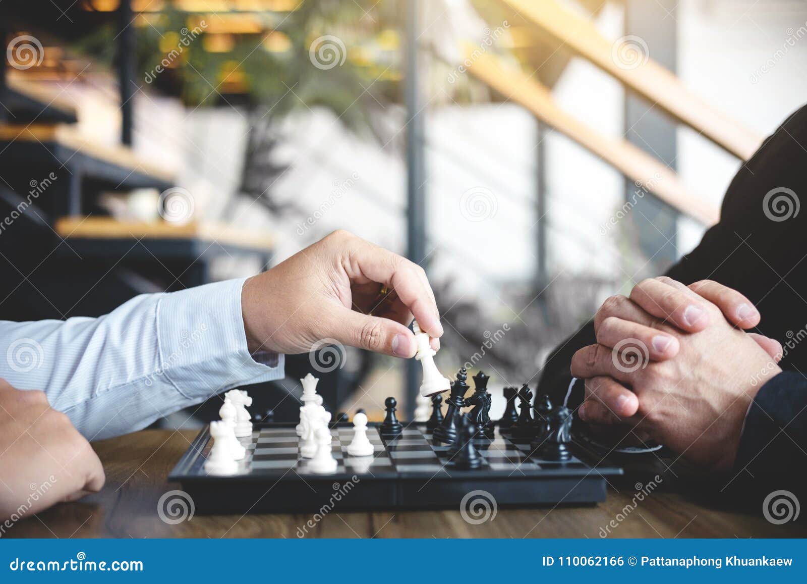 Hands Businessman Colleagues Playing Chess Game To Development Analysis New  Strategy Photo