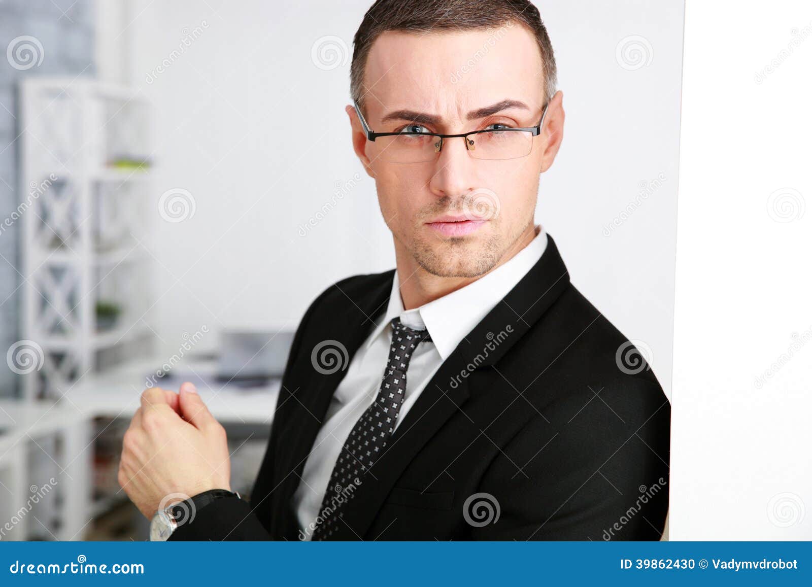 Confident Businessman in Glasses at Office Stock Photo Image of