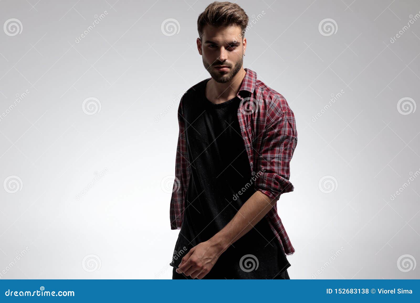 Confident Casual Guy Romantically Walking Forward Stock Photo - Image ...