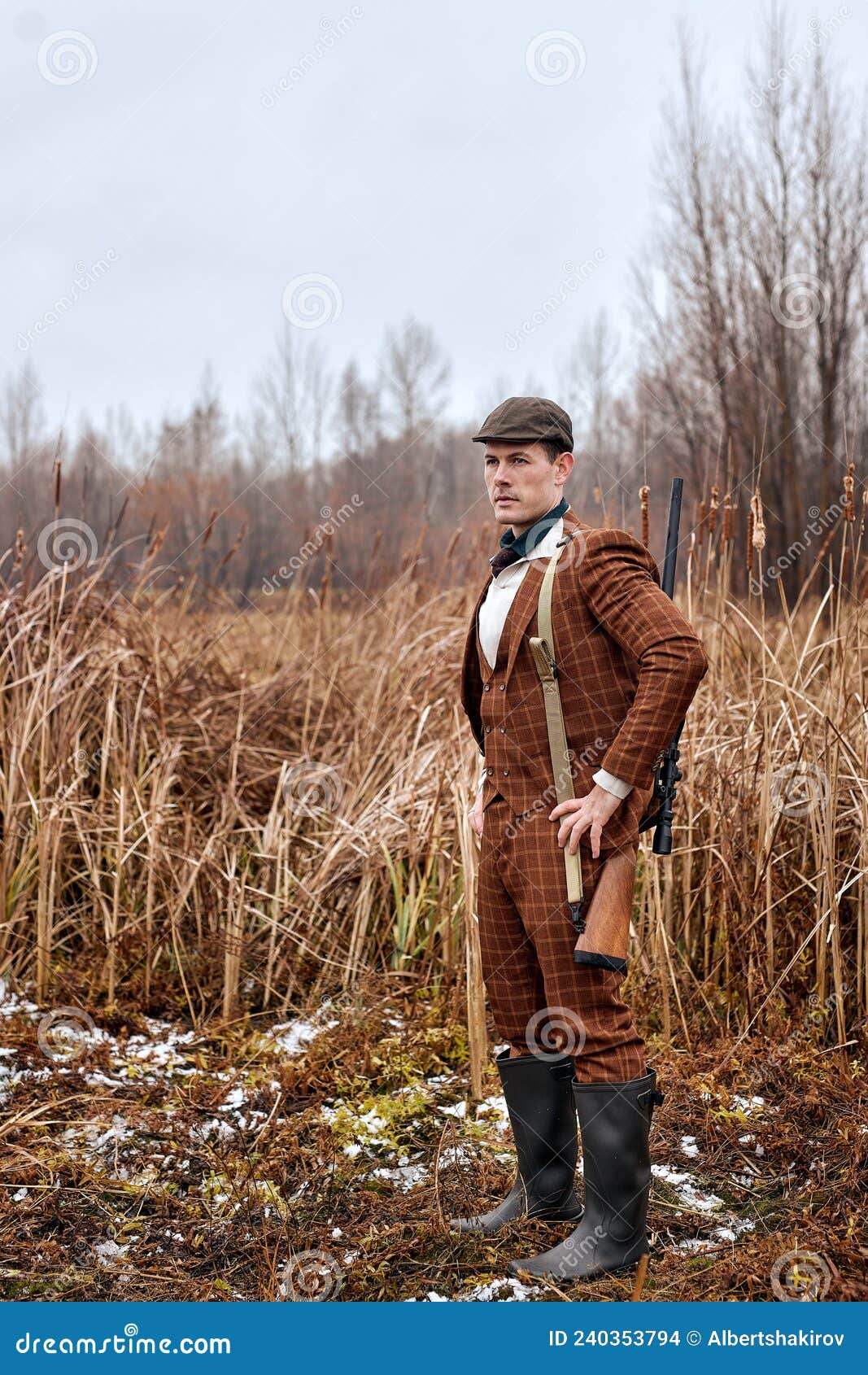 Confident Caucasian Hunter. American Hunting Rifles. Hunting without  Borders Stock Photo - Image of bird, elegant: 240353794