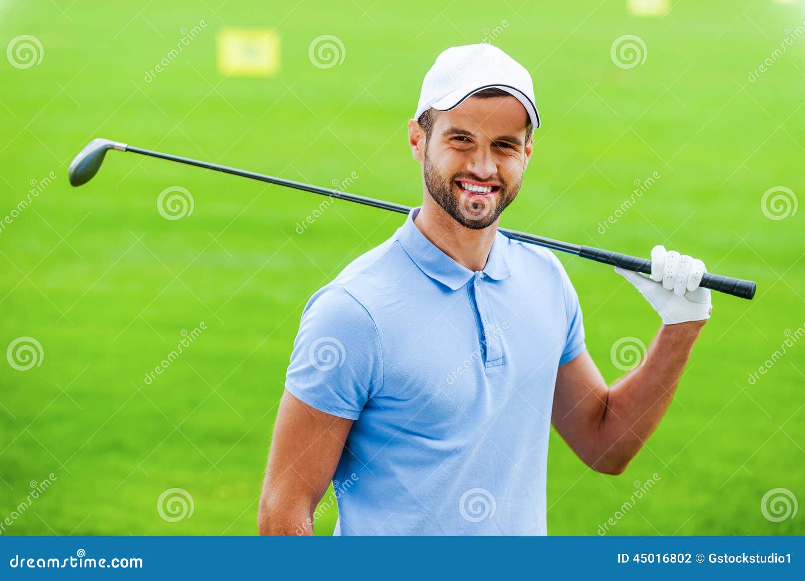 Confident golfer. stock photo. Image of green, camera - 45016802