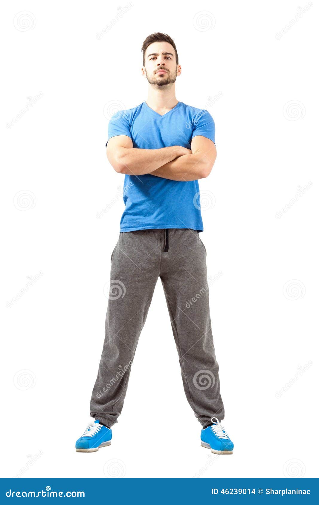 Young man with hands touching head pose isolated on white background Stock  Photo - Alamy