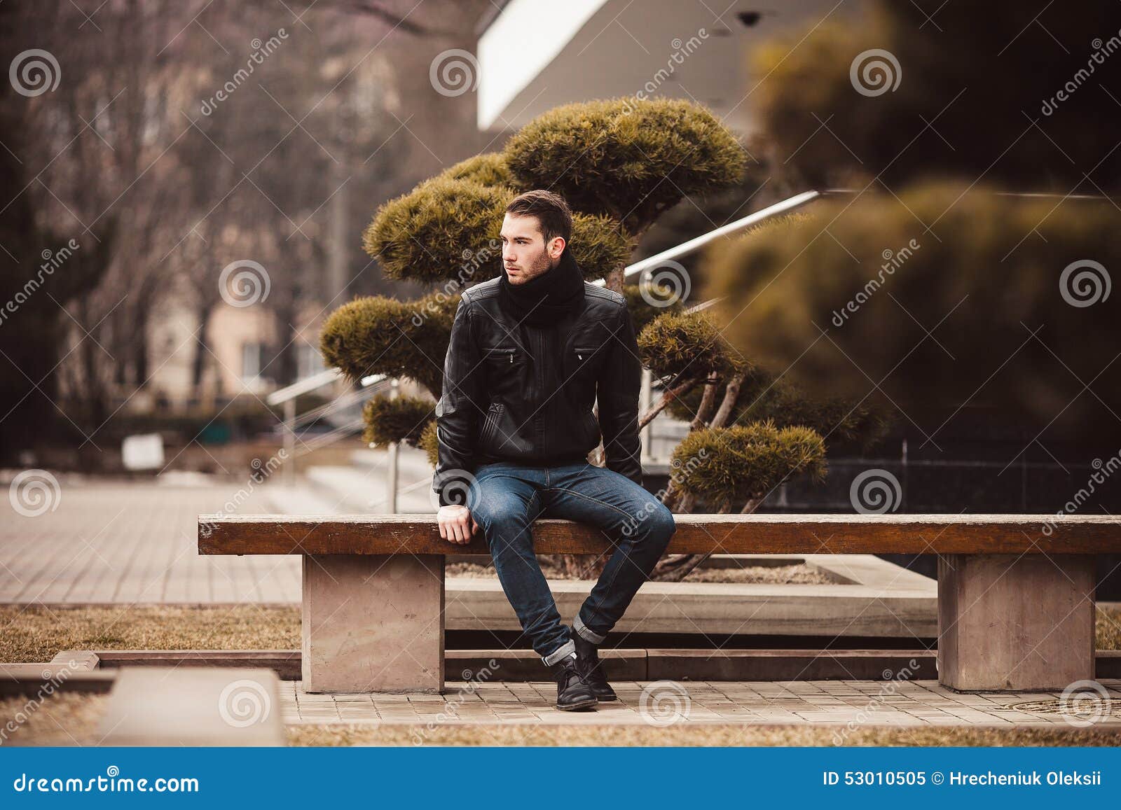 Confident Man Posing In Selvedge Jeans Stock Image Image Of