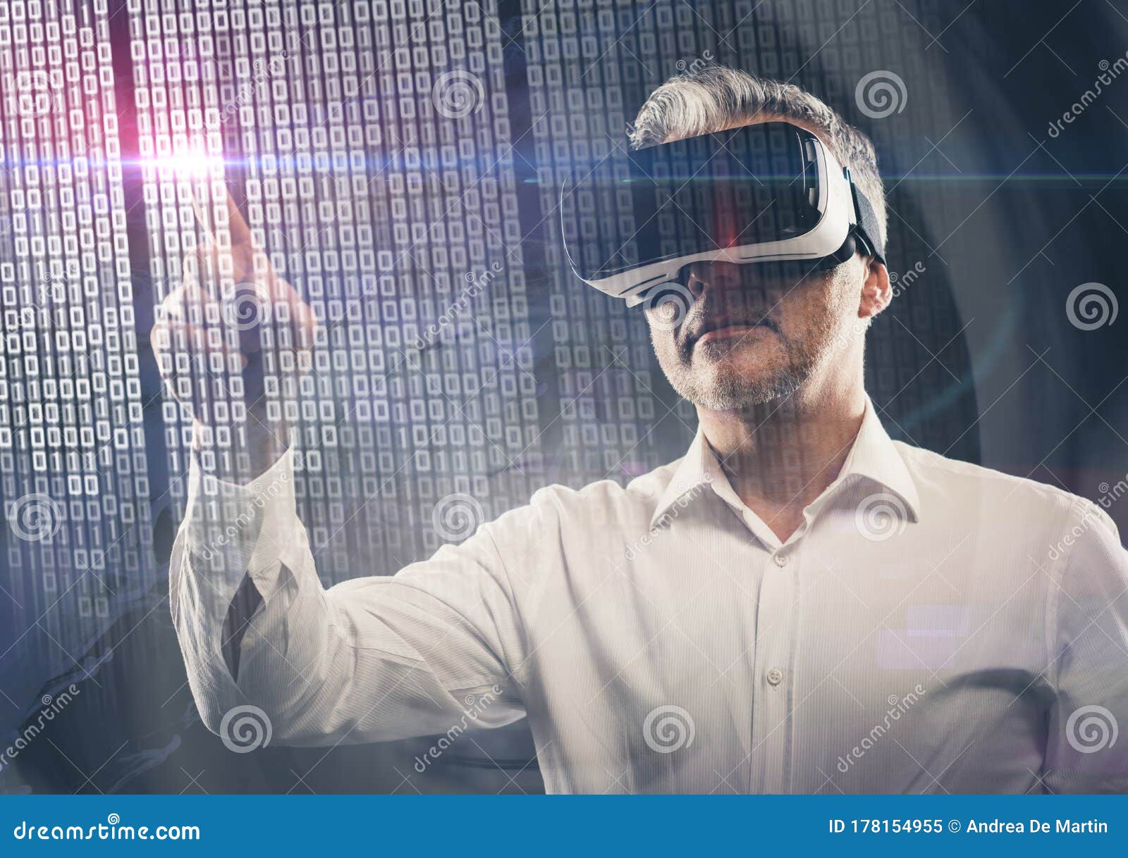 Man Interacting With Virtual Reality Stock Image Image Of Interacting Goggles 178154955 