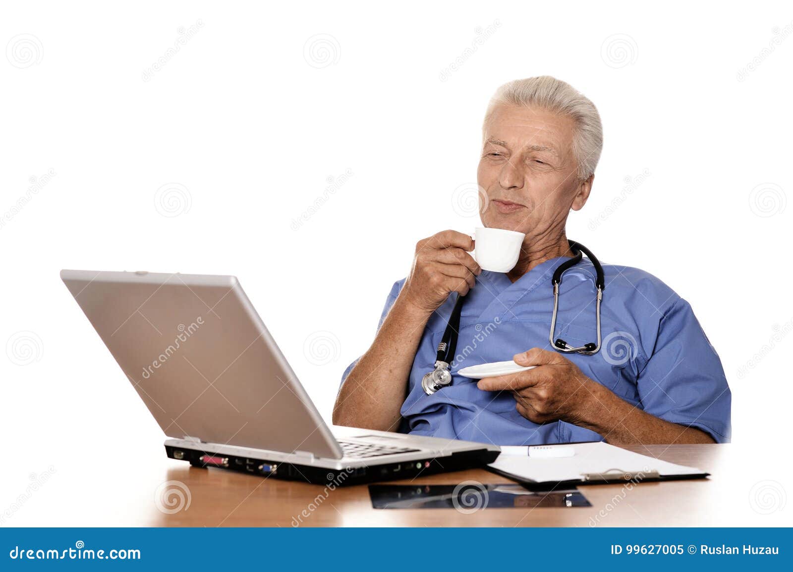 Confident Senior Doctor Drinking Coffee Stock Image - Image of doctor ...