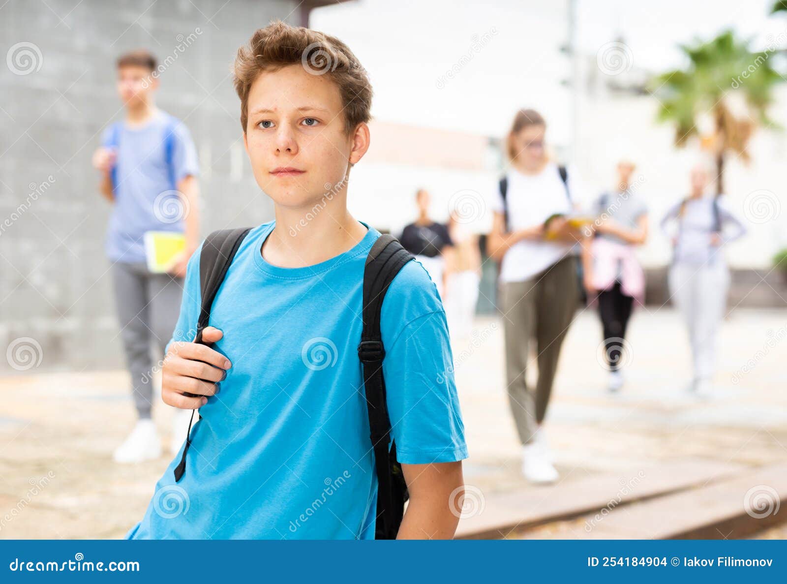 Teen Boy Walking To College Campus in Autumn Day Stock Photo - Image of ...