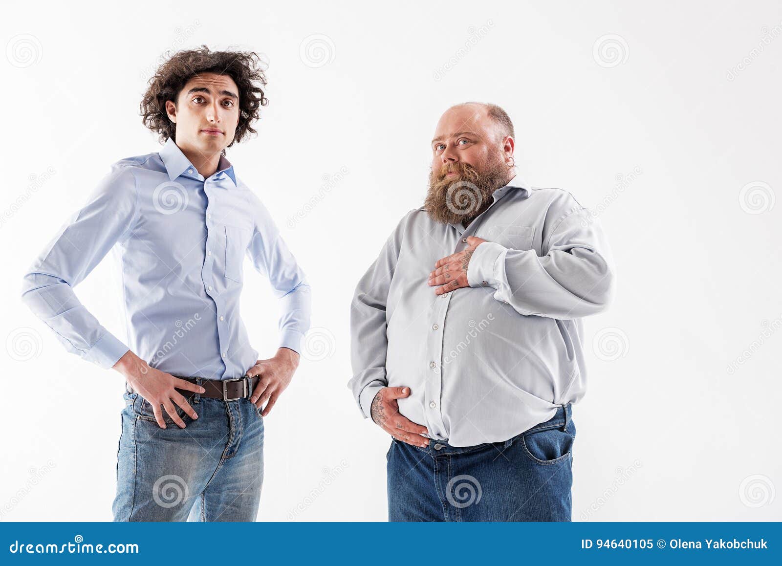 Confident Thin And Thick Men Posing Stock Image Image Of Clever