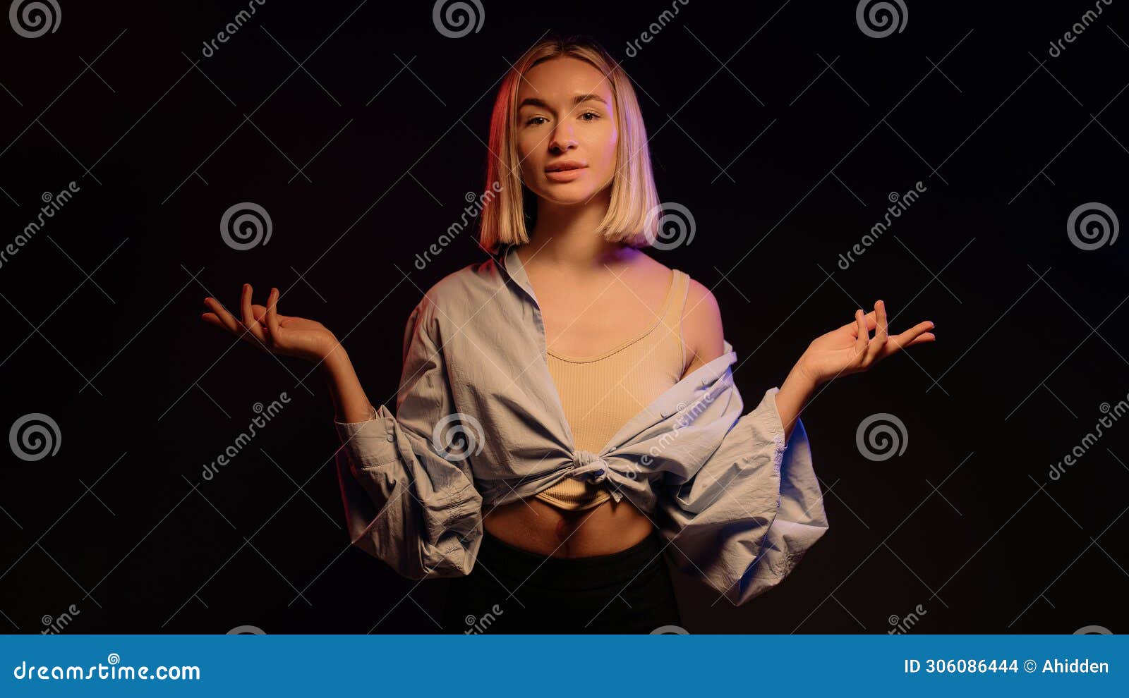 confident woman in ambient light
