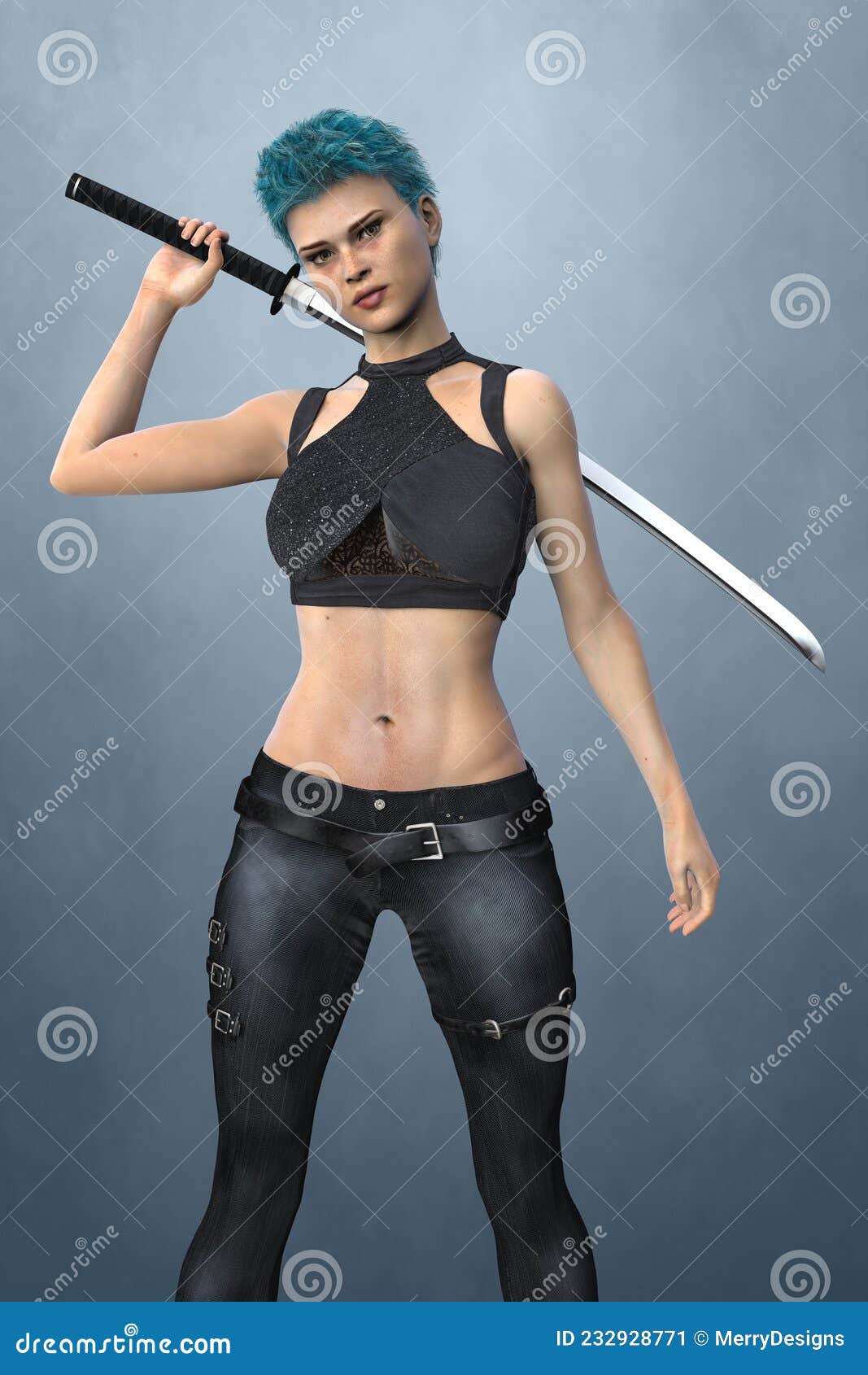 Beautiful CG Woman Wearing a Sci-fi or Cyberpunk Uniform Stock Illustration  - Illustration of dress, female: 166992095