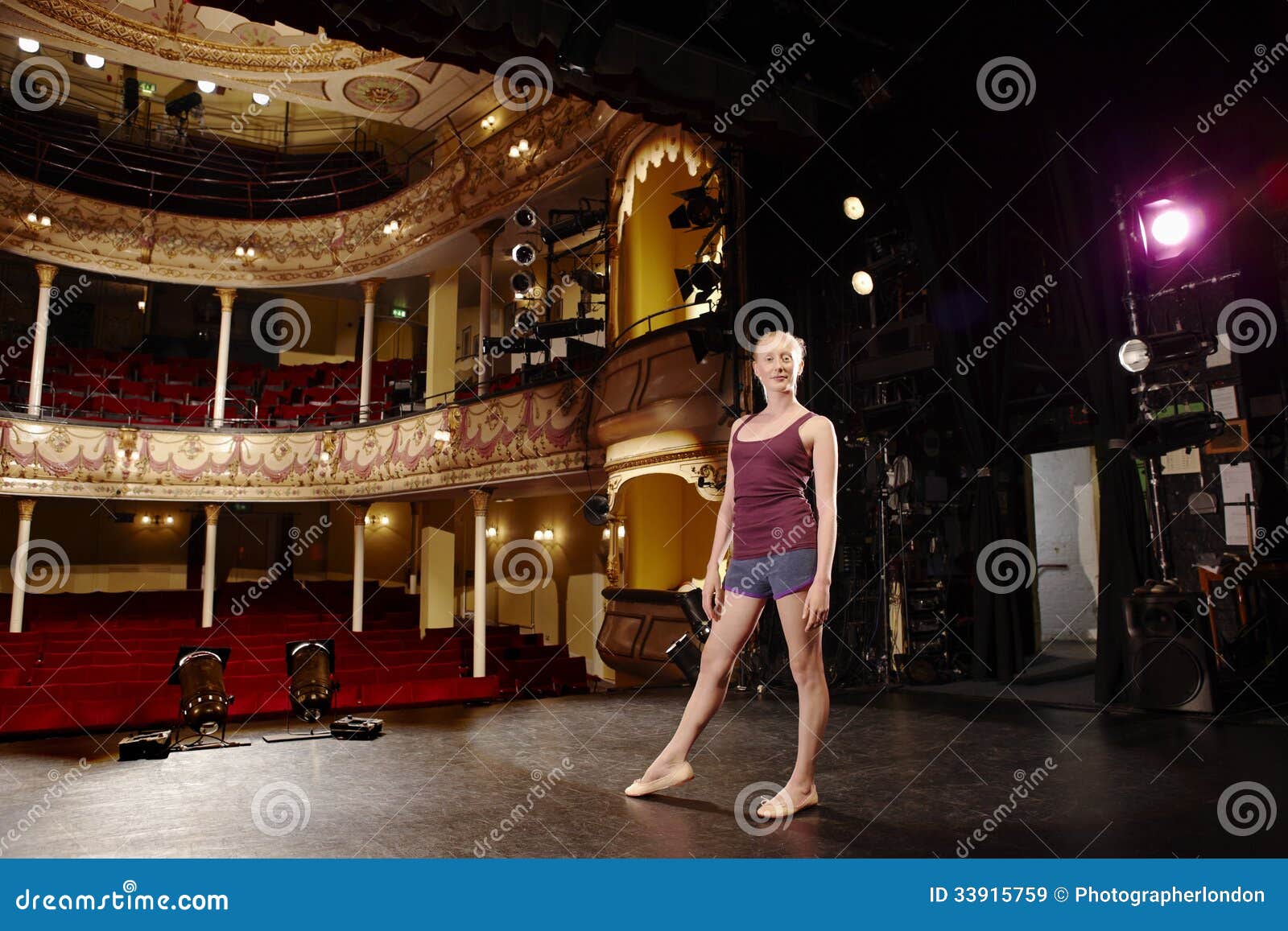 confident young ballet dancer on stage