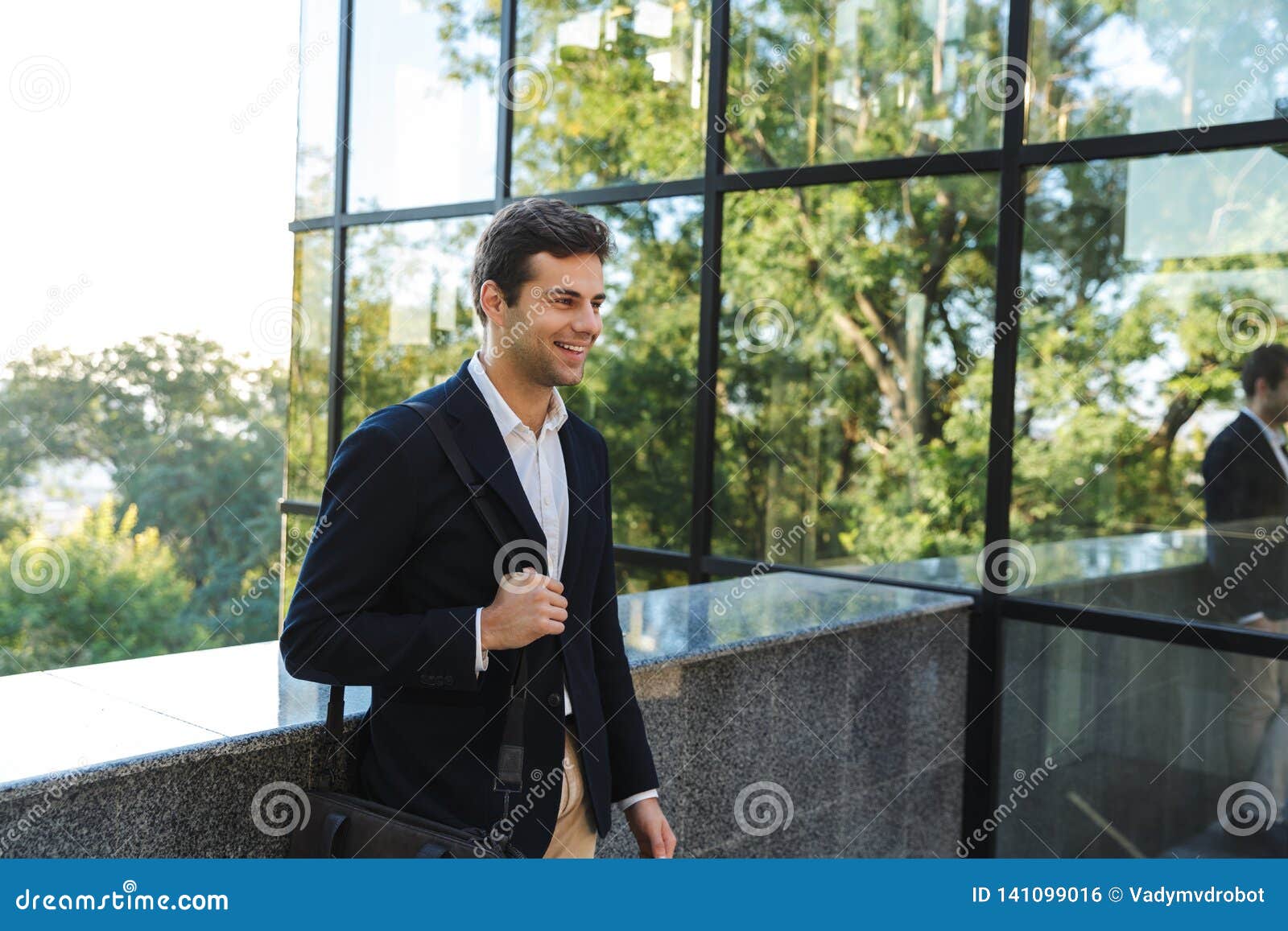 Confident Young Business Man Carrying Bag Stock Photo Image of happy
