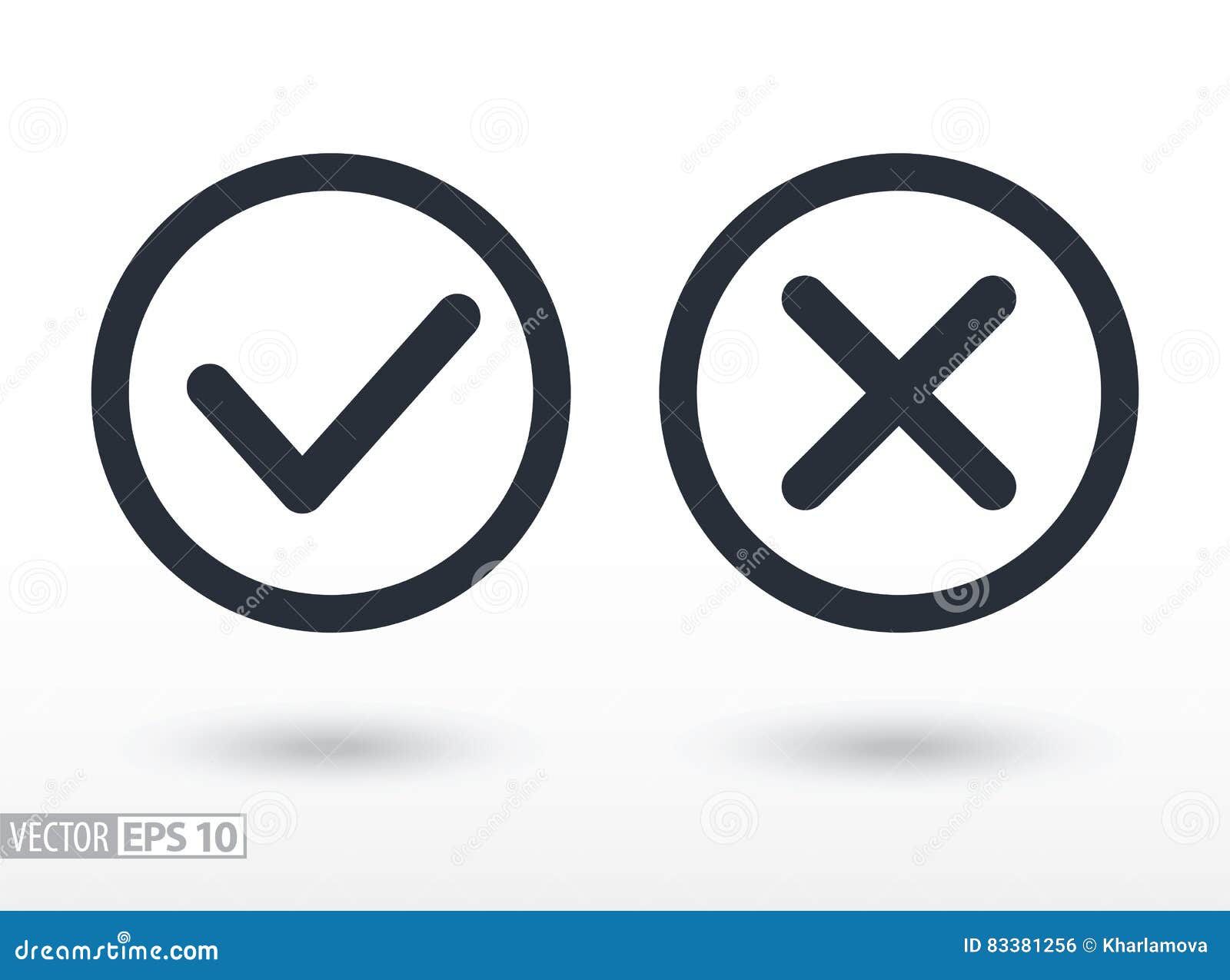 confirm and deny flat icon.  logo for web , mobile and infographics