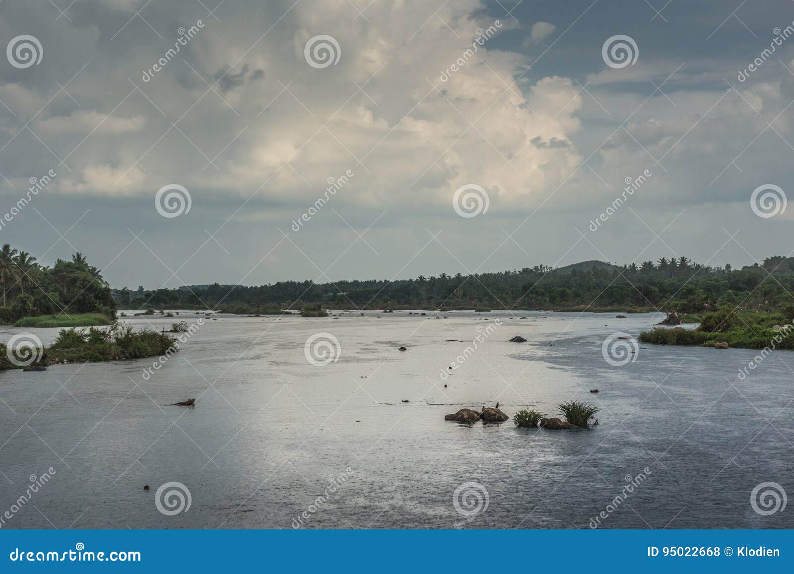 confluence of cauvery river in mysore, india.