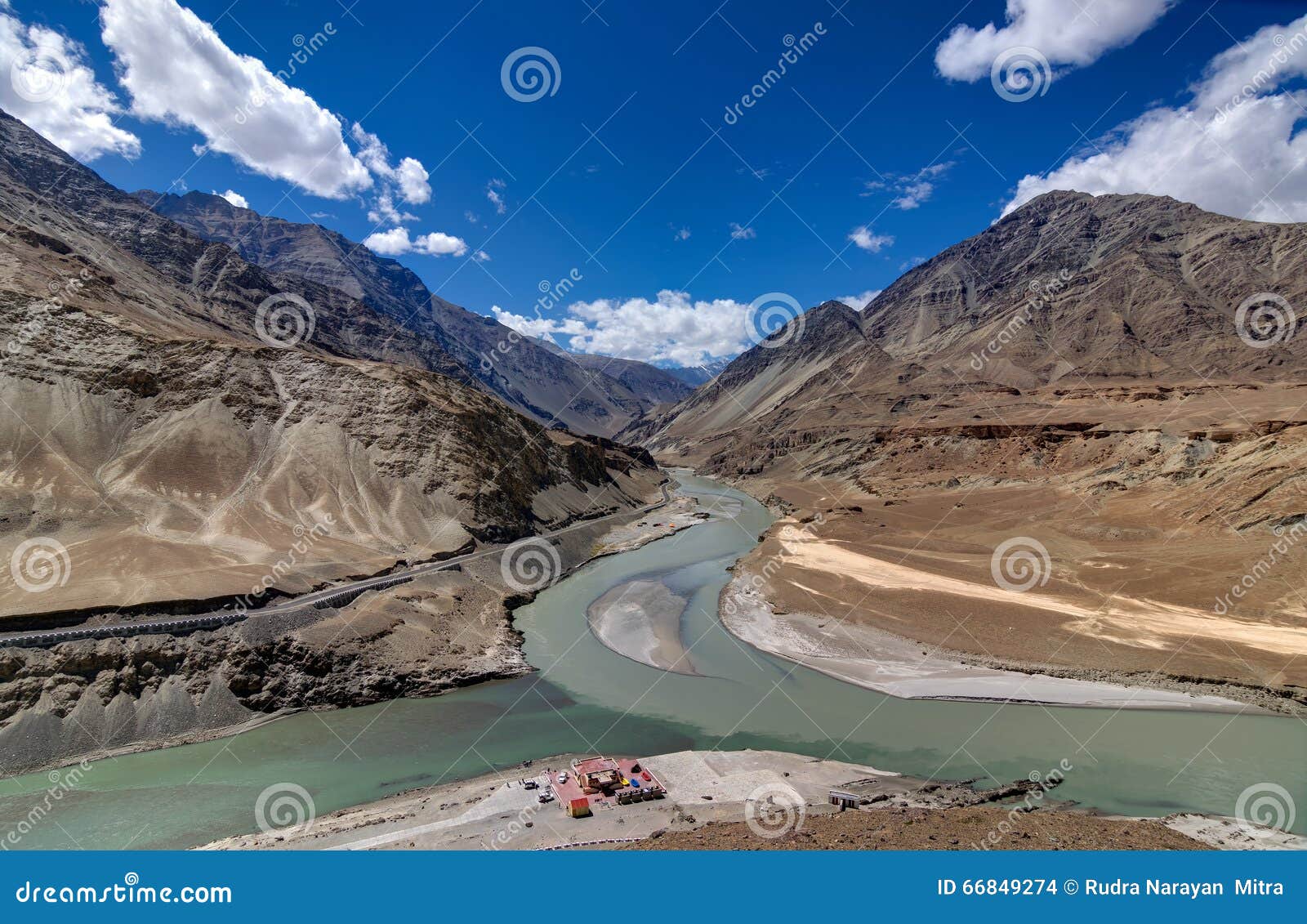 Famous Sindhu Ghat On Indus River Near Leh City Stock Image famous-sindhu-ghat-on-indus-river-near-leh-city-stock-image
