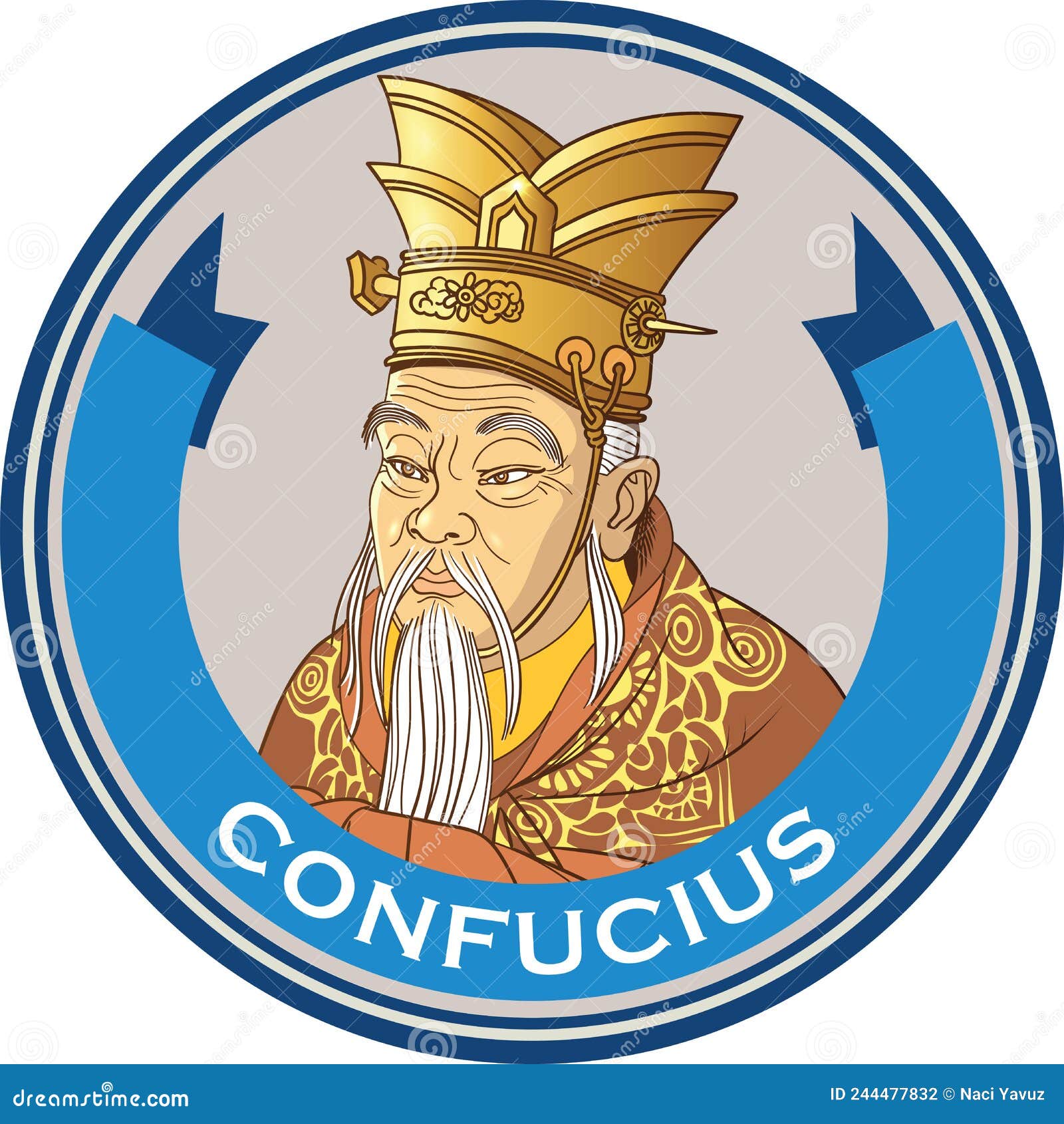 confucius  portrait in line art 