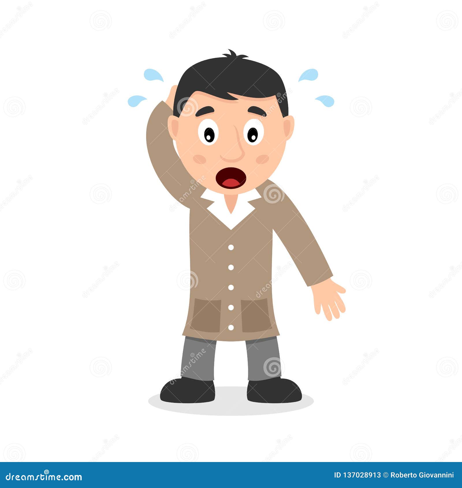 Confused Artist Man Cartoon Character Stock Vector - Illustration of  isolated, worker: 137028913