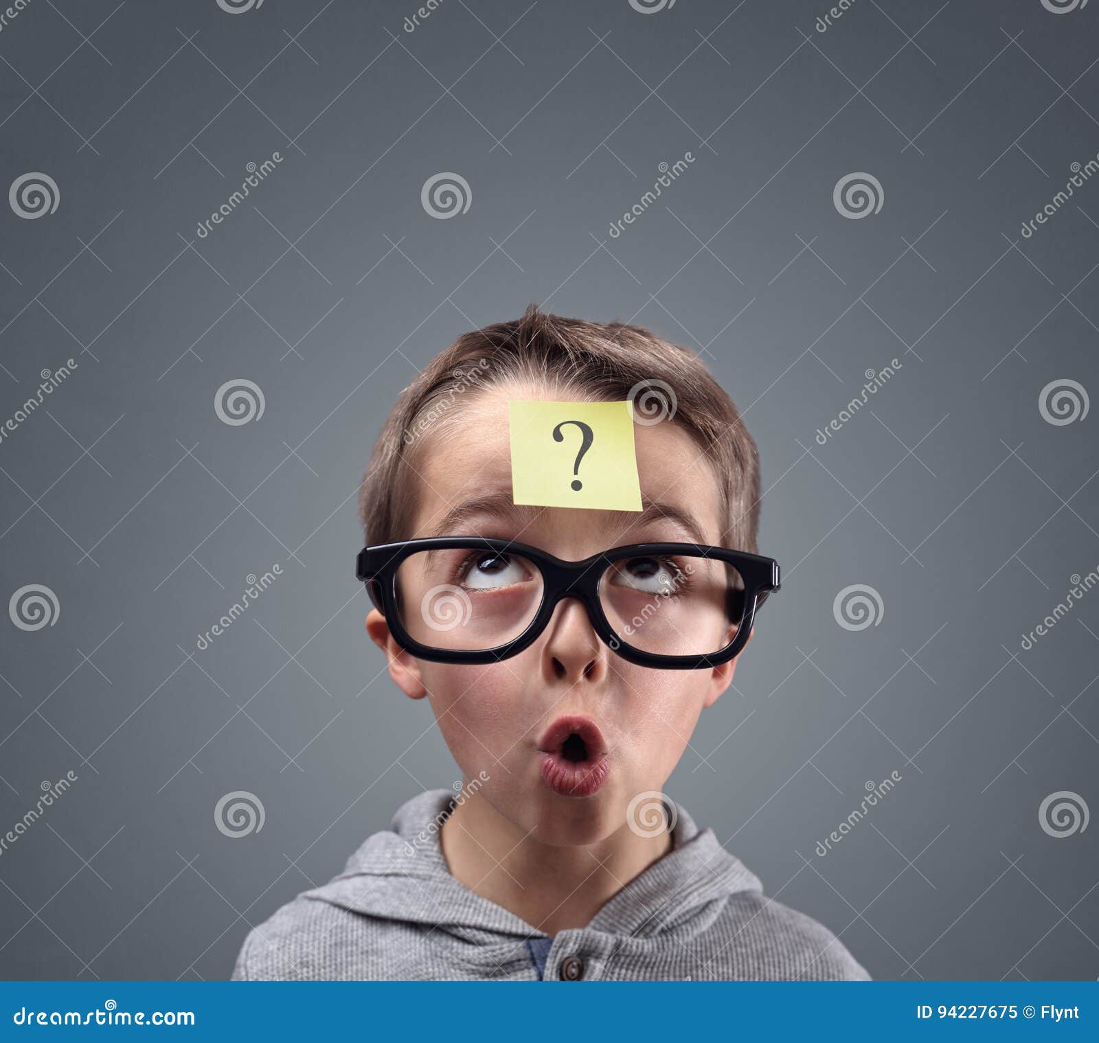 confused boy thinking with question mark