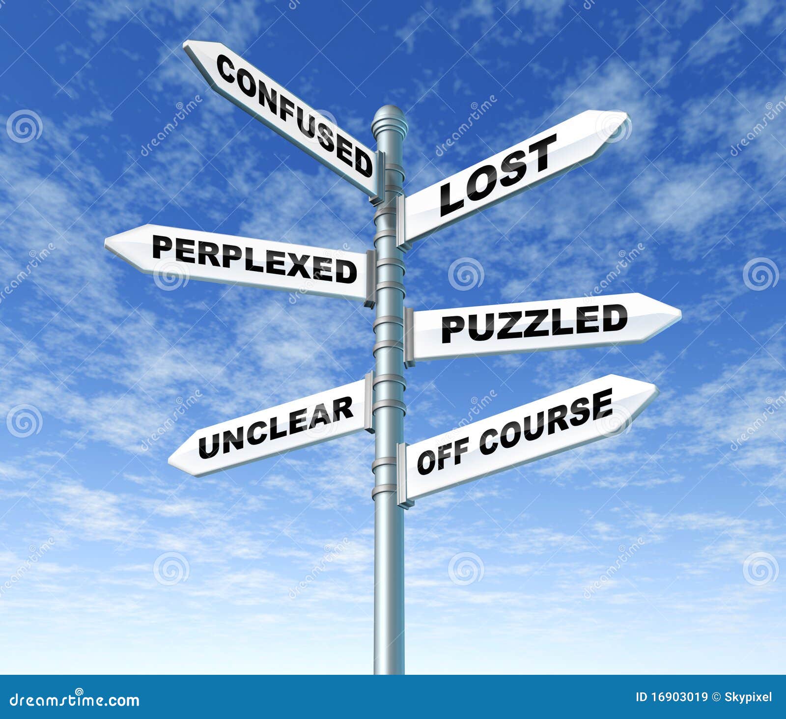 Confused Lost Puzzled Signpost Stock Image - Image of puzzled, confused:  16903019