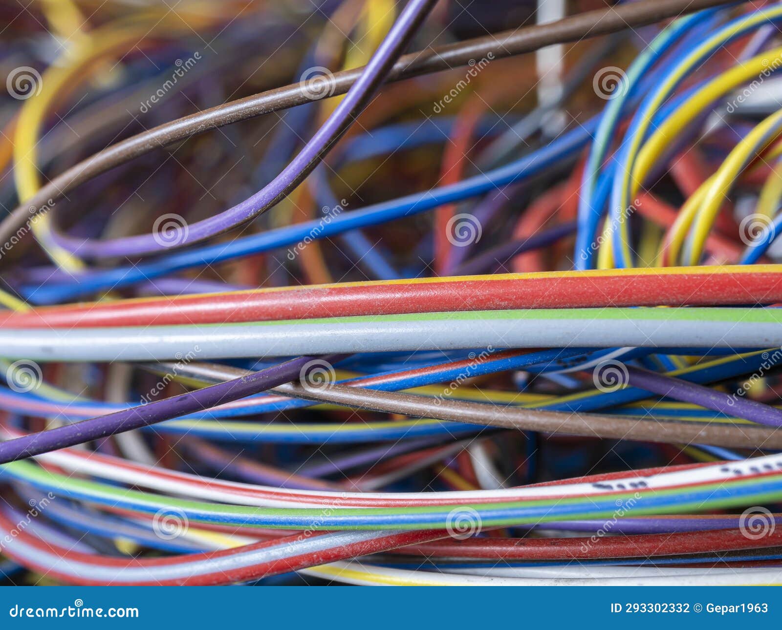 Confused Mixed Multicolored Wires Stock Photo Image of network