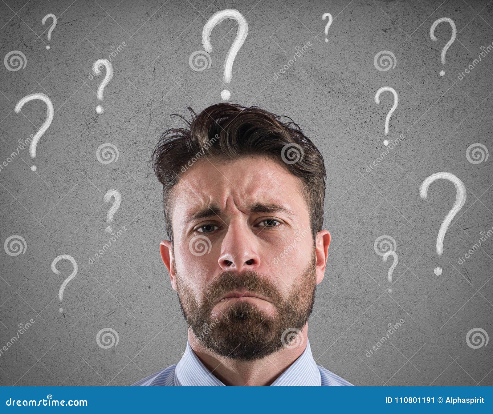 Confused and Pensive Businessman Worried about the Future Stock Image