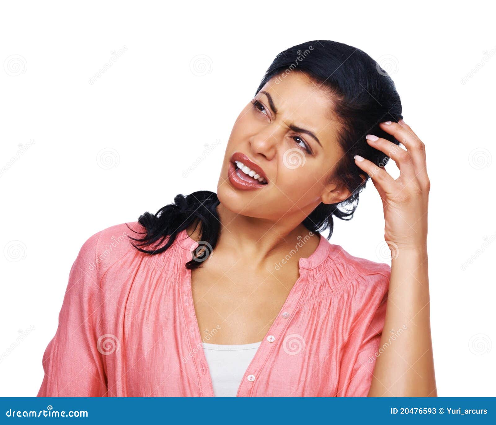 Confused Young Woman Scratching Her Head Stock Image Image of lost