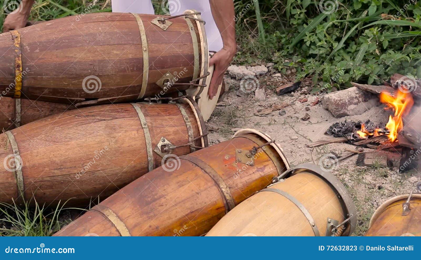 Conga Drums Player in Group Fire Stock Video Video of band, beat