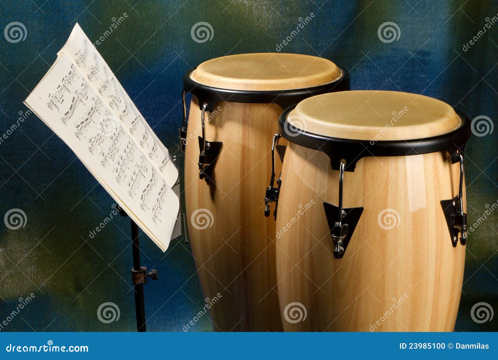Conga set and music stand stock photo. Image of drums 23985100
