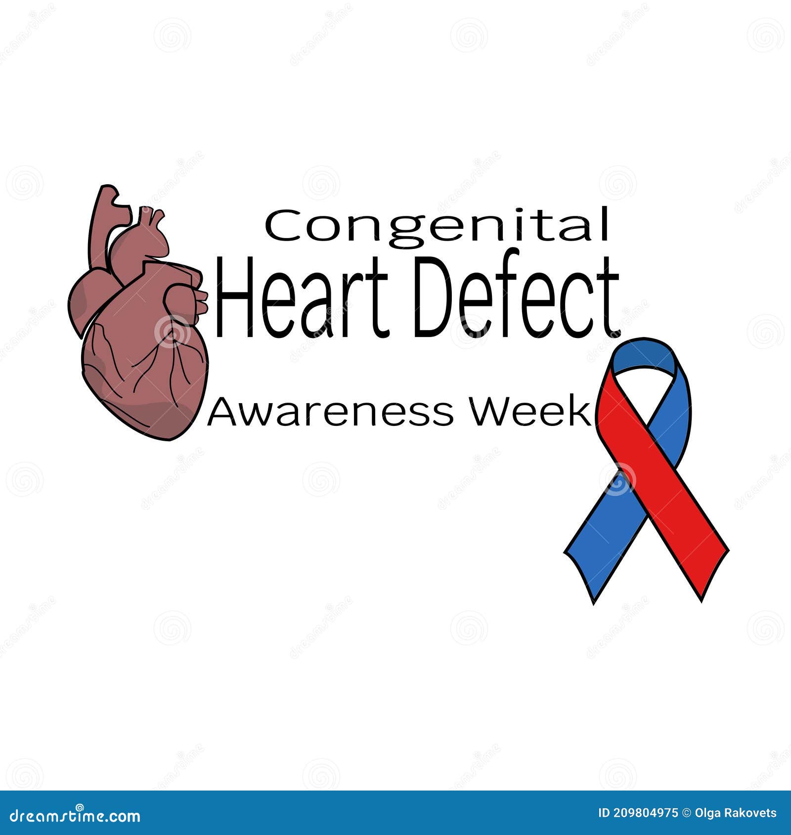 Congenital Heart Defect Awareness Week, Heart and Ribbon for Design