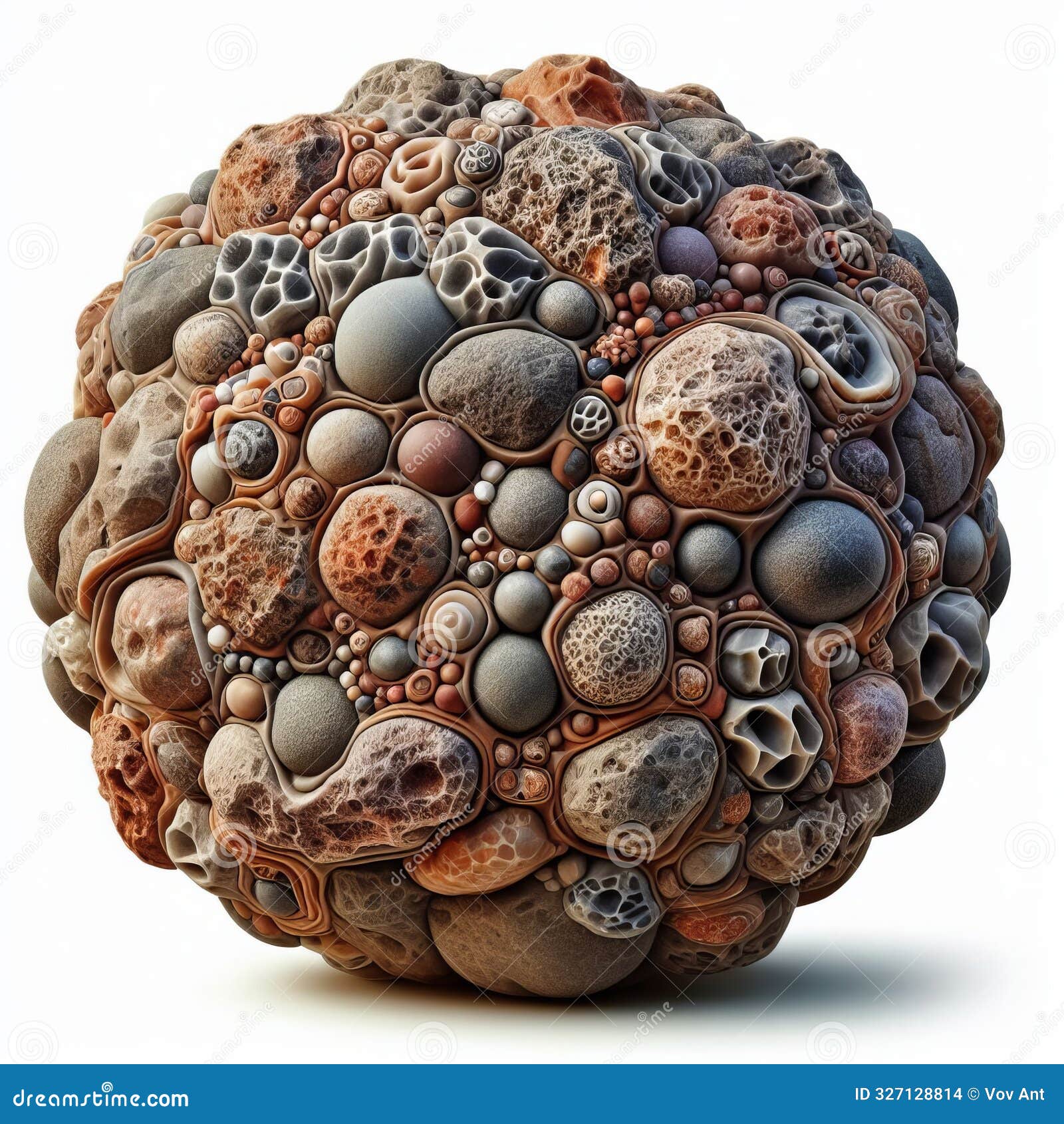 conglomerate rock with embedded pebbles and boulderfro