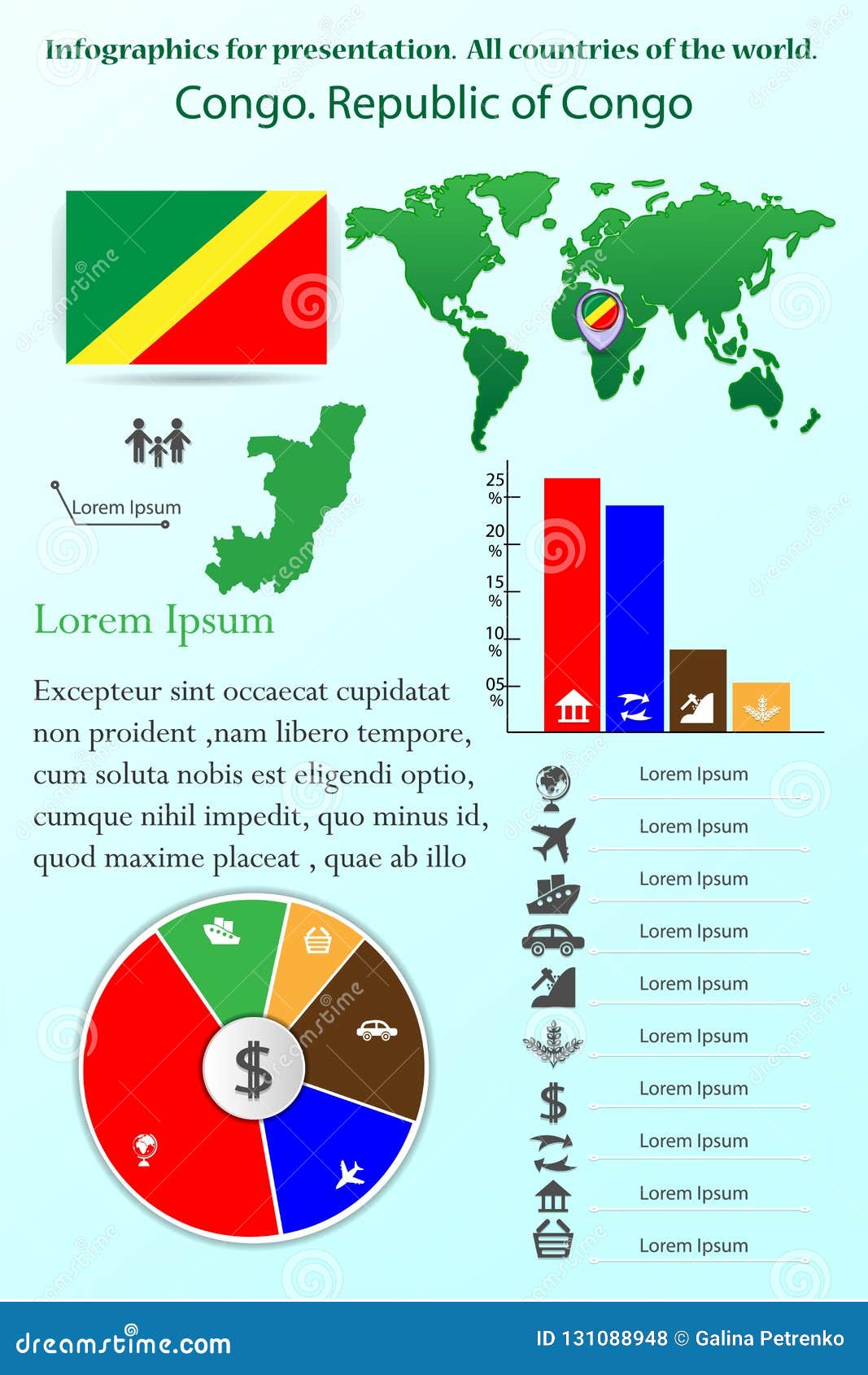 Congo Republik Kongo Infographics Fur Darstellung Alle Lander Der Welt Stock Abbildung Illustration Von Republik Fur 131088948