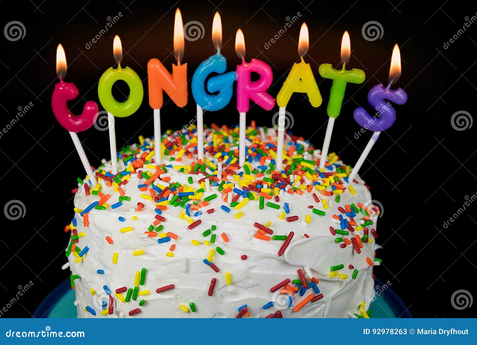 congrats candles on layered cake