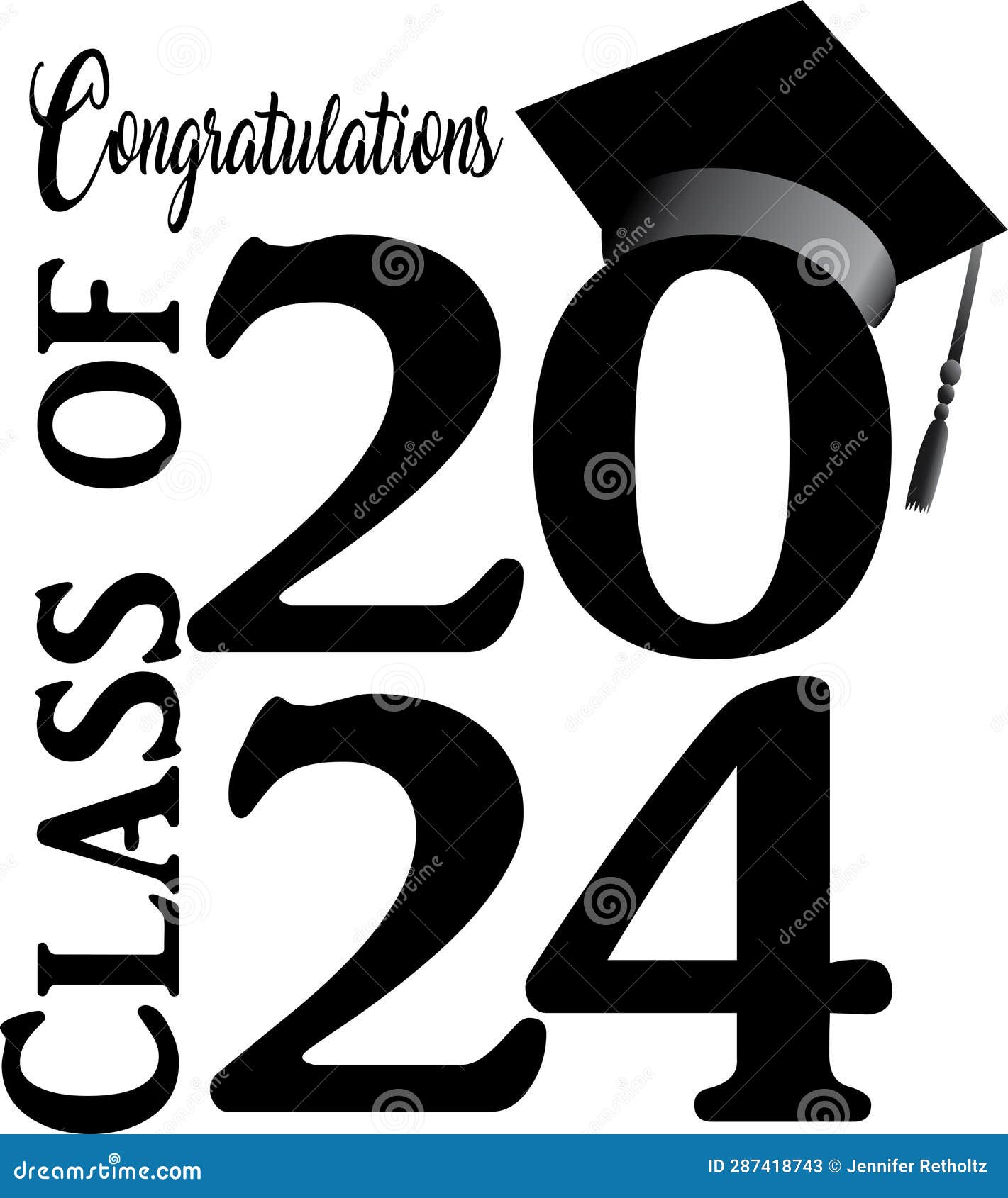 A1 Congrats Class of 2024 stock illustration. Illustration of degree ...
