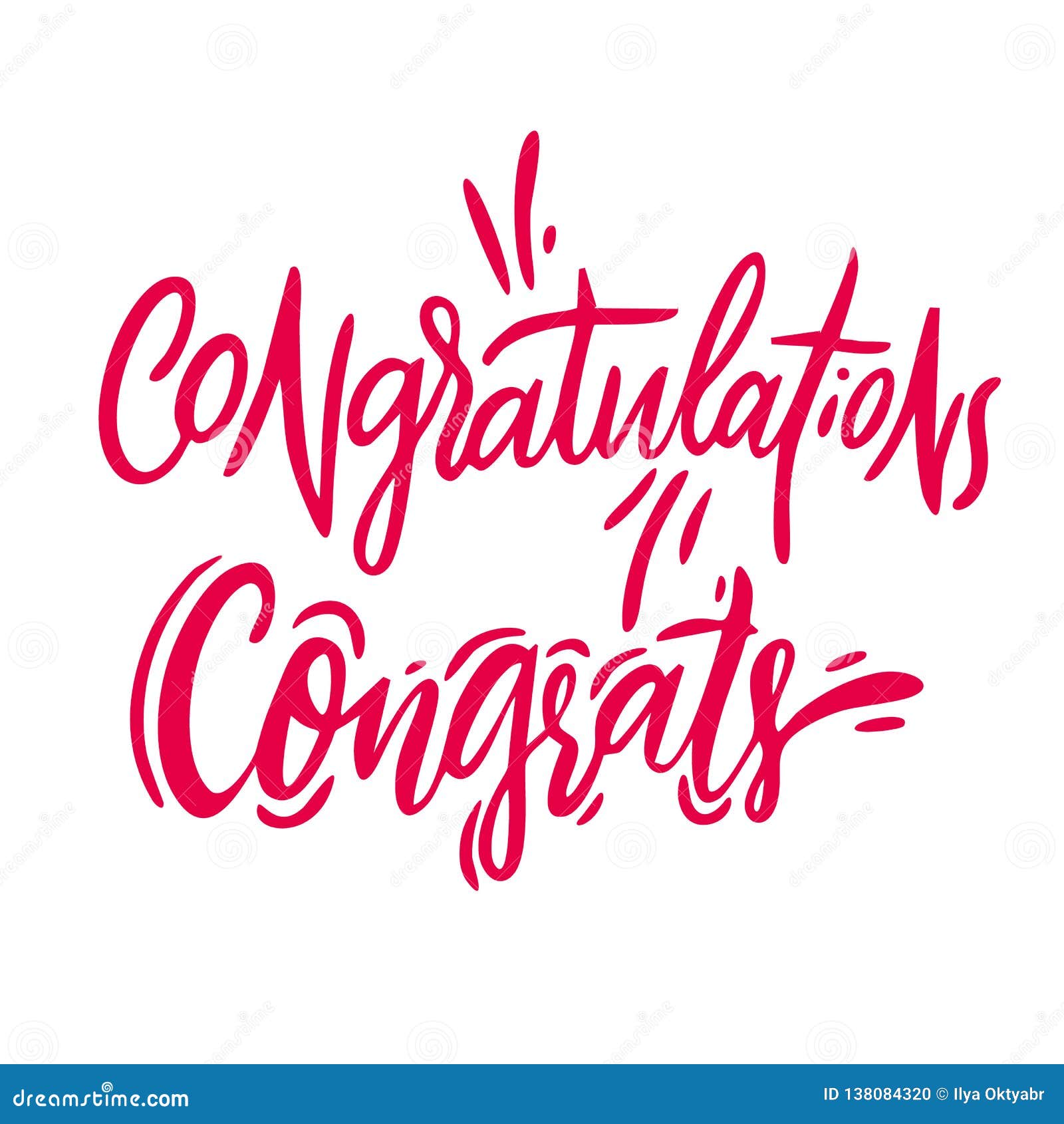 Congrats Hand Drawn Vector Lettering Modern Brush Calligraphy