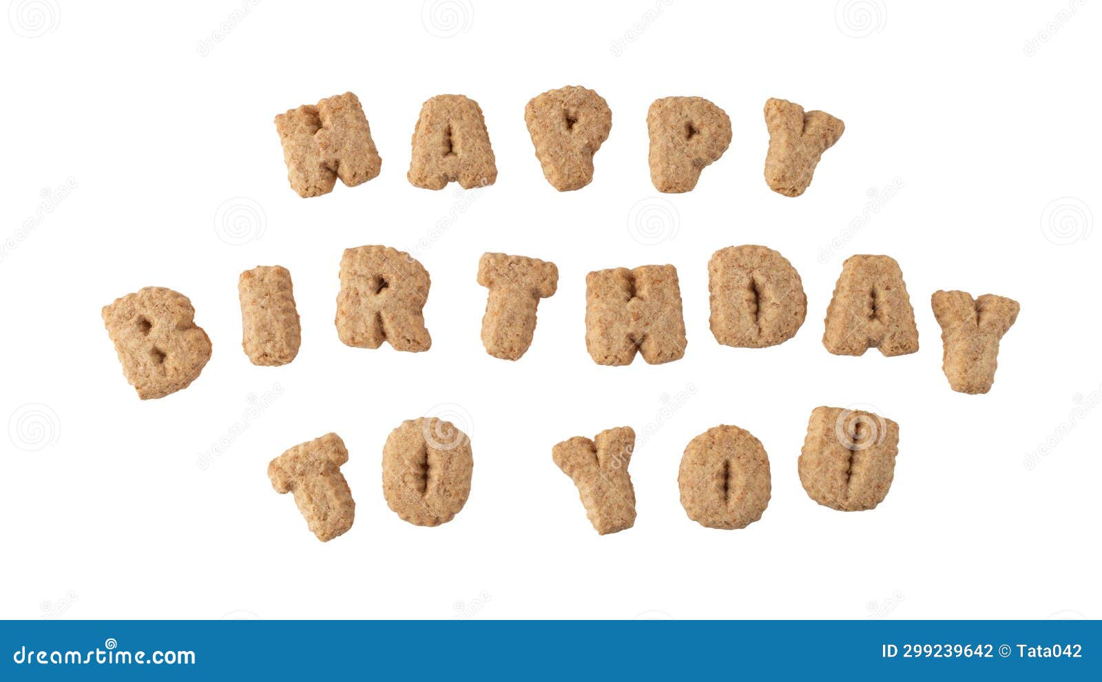 Greeting Card with Letters of Cookies Text Happy Birthday To You Stock