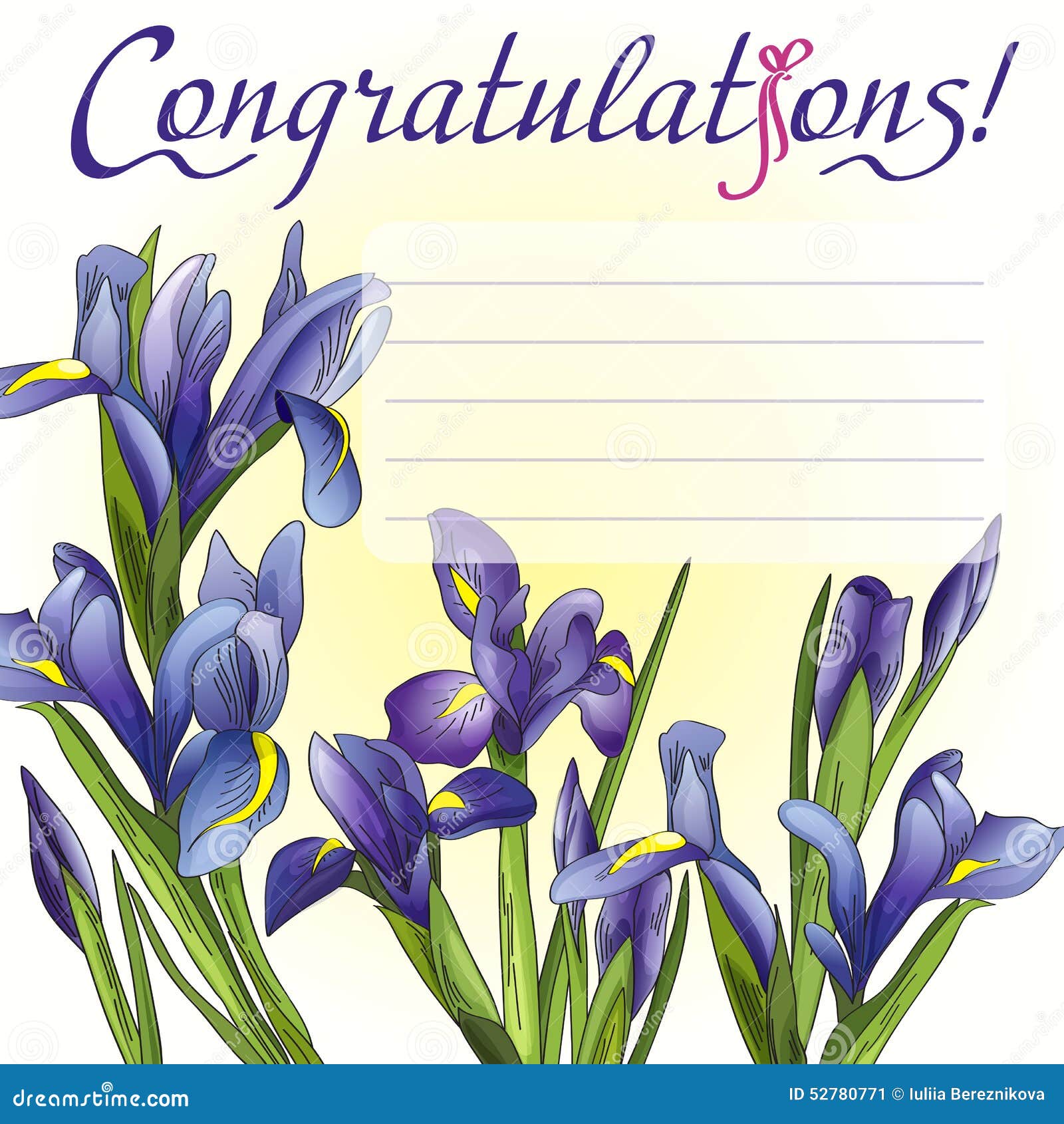 Congratulation Card Blue Irises Stock Vector - Illustration of ...