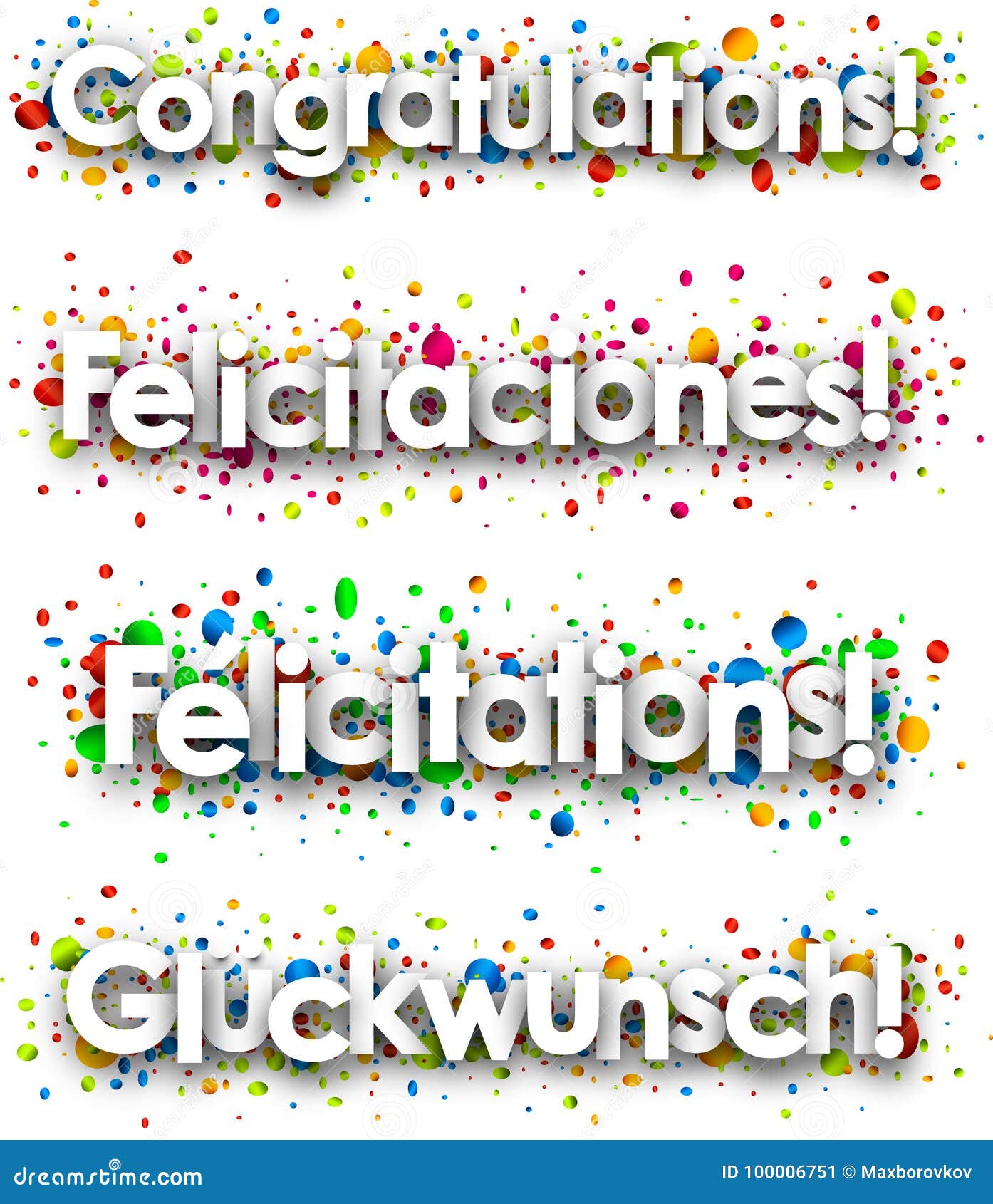 Congratulations Banner With Colorful Confetti Stock Vector