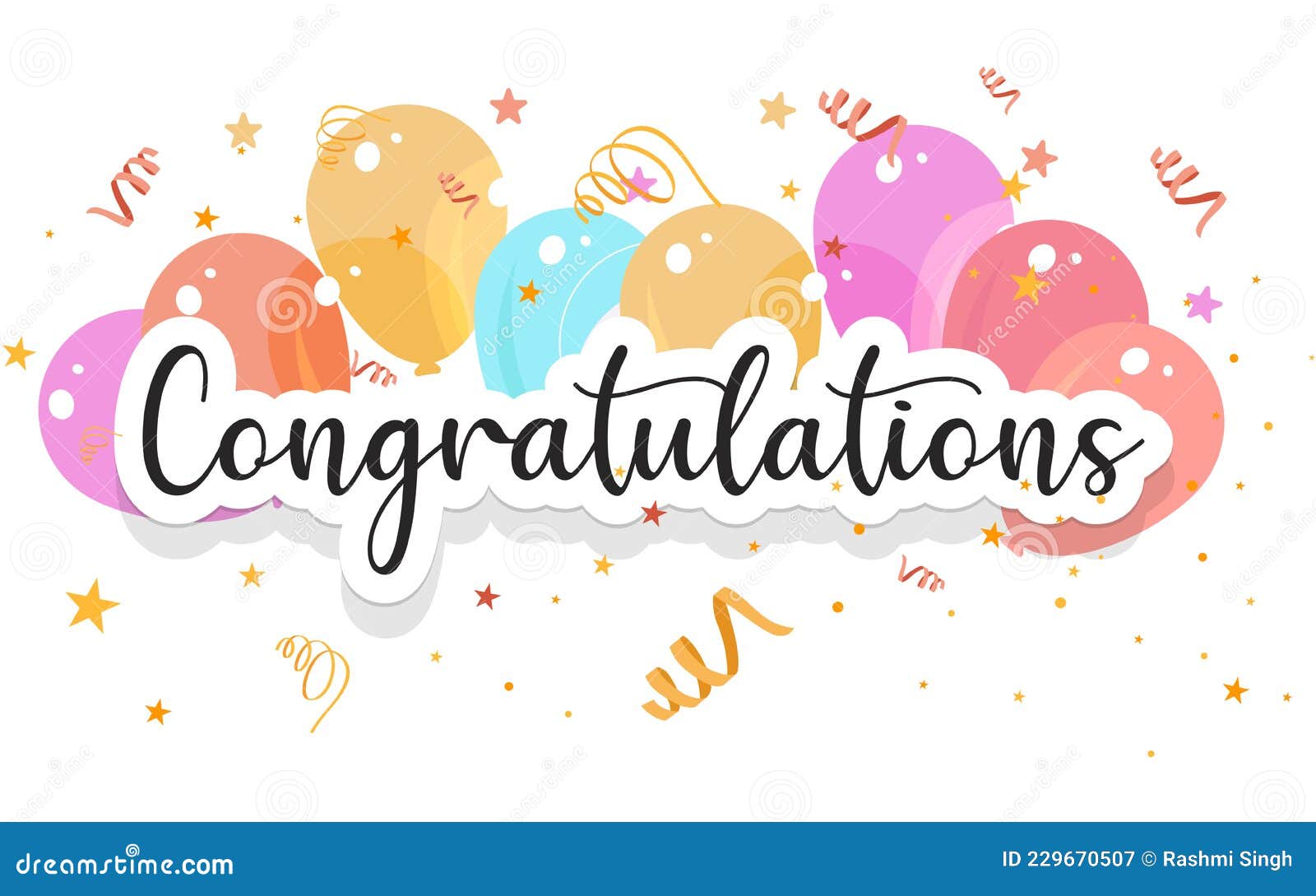 Congratulations Banner Template with Balloons and Confetti Stock For Congratulations Banner Template