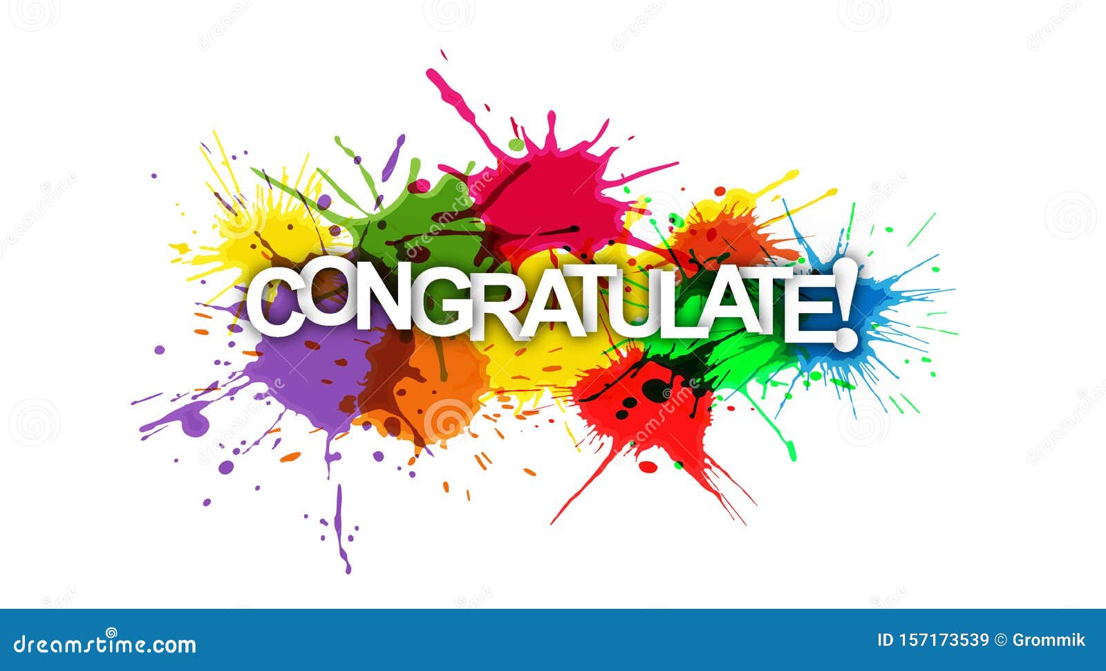 Congratulations Colorful Banner Of Colorful Splashes Of Paint Stock