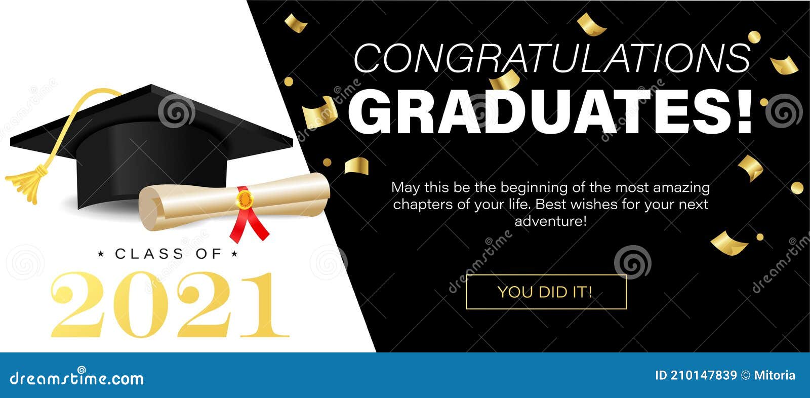 congratulations graduates banner concept. class of 2021. graduation  template for websites, social media, blogs, greeting