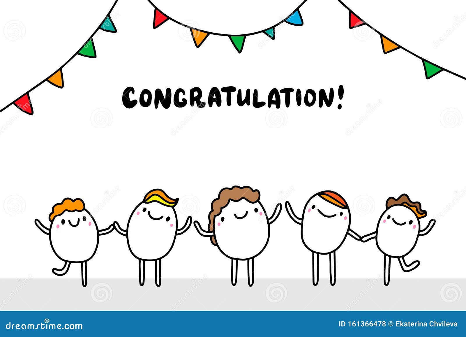 Congratulations Hand Drawn Vector Illustration with Happy Cartoon Comic  People Celebrating Stock Illustration - Illustration of graphic, banner:  161366478