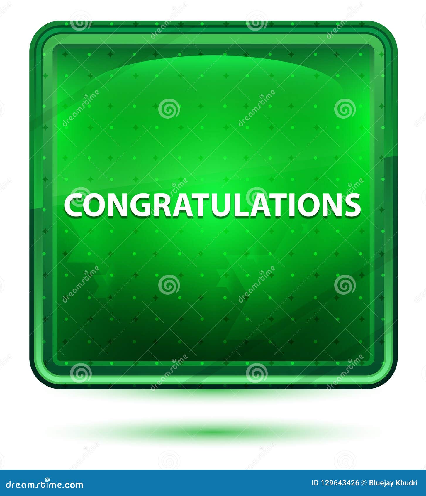 congratulations neon light green square button