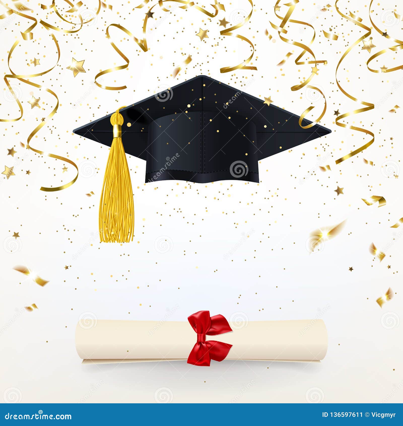 Congratulatory Banner with a Graduate Cap and Diploma Stock Vector ...