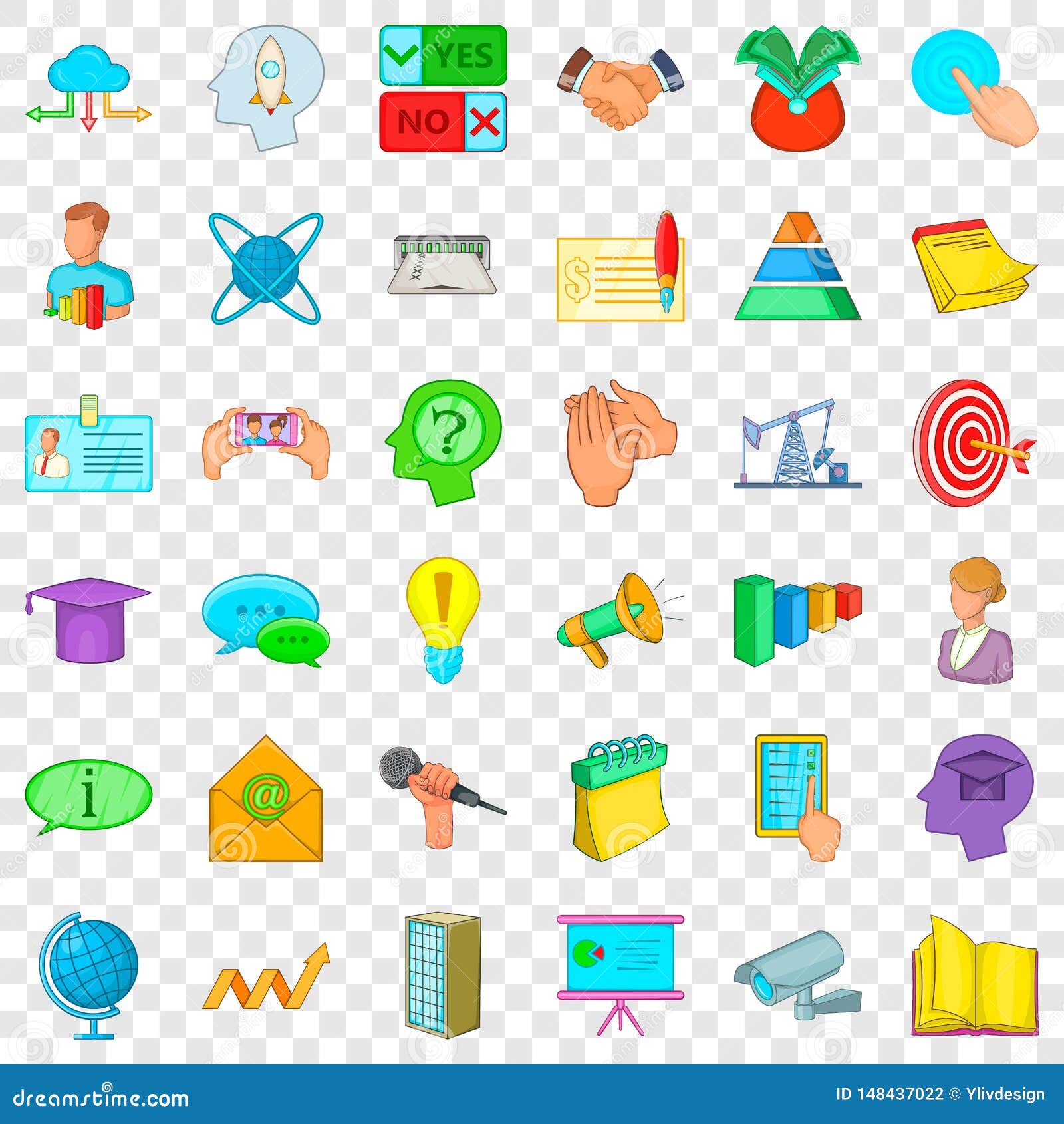 congress icons set, cartoon style