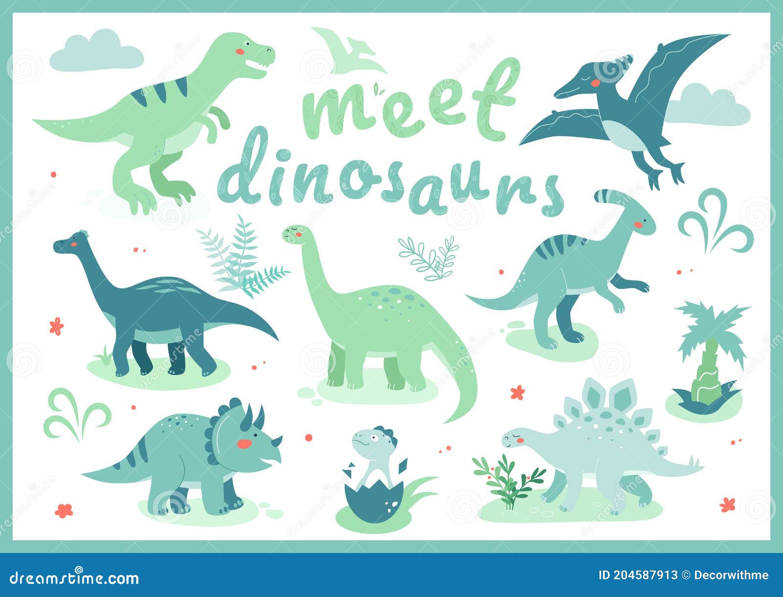 Melhor amiga. ilustração vetorial com dinossauros. estilo dos