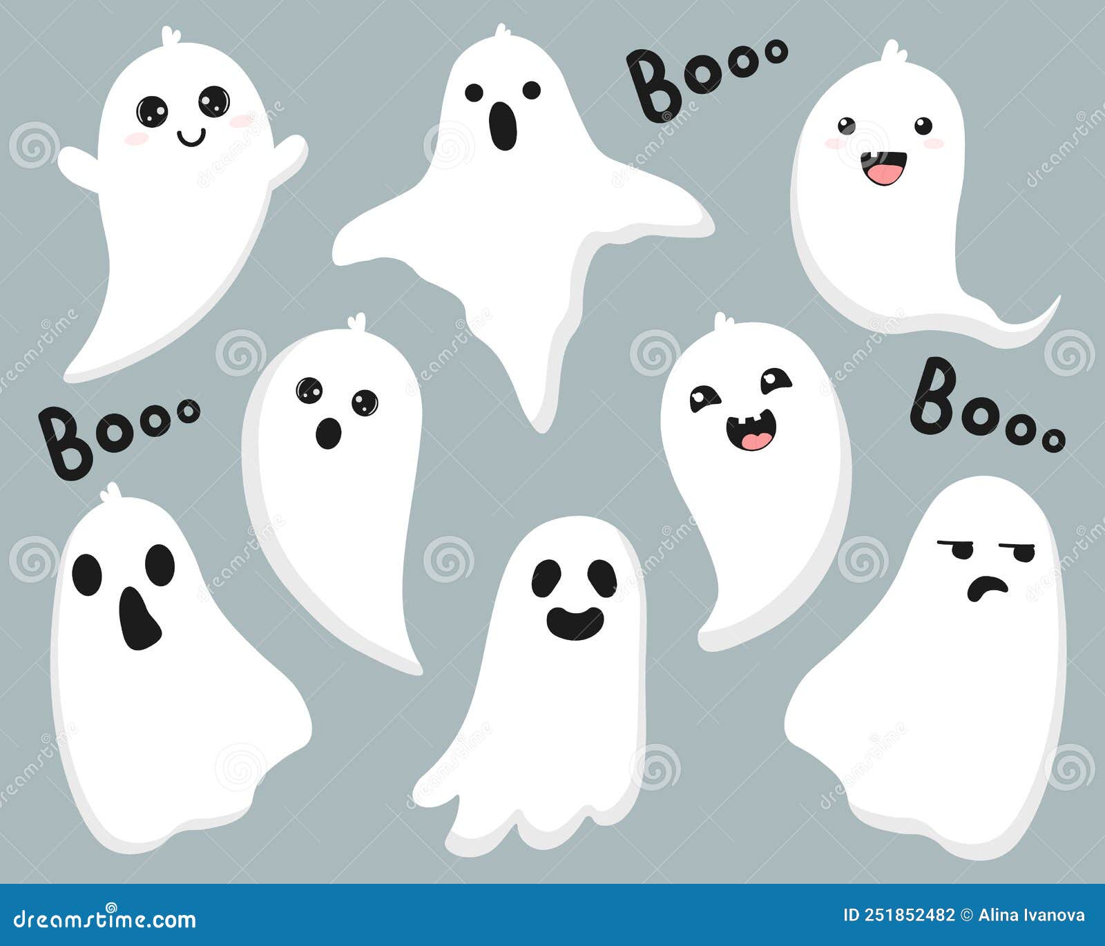 Fantasma bonito e engraçado isolado em fundo branco ilustração de