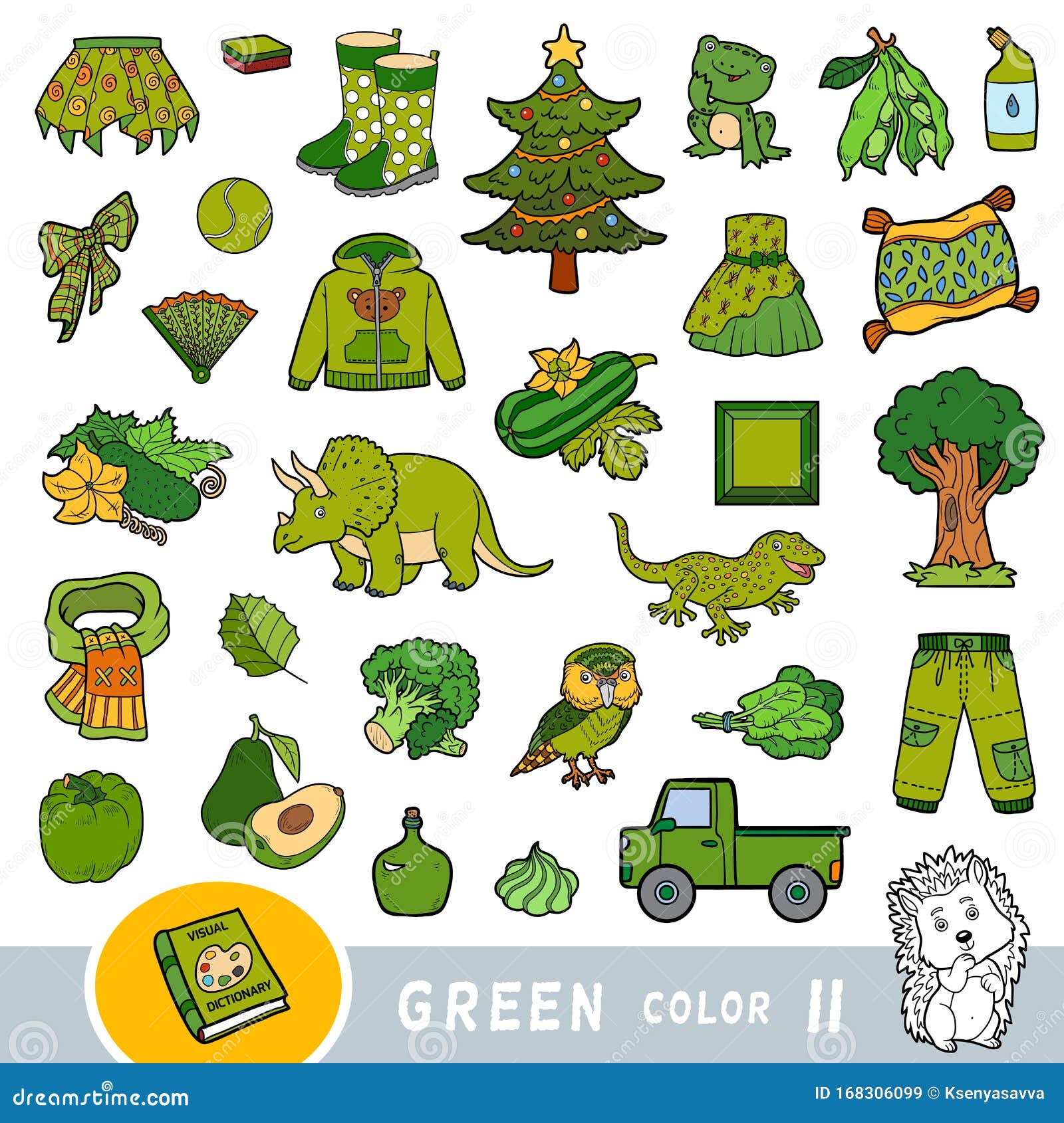 Conjunto Colorido De Objetos De Color Verde Diccionario Visual Para Niños  Sobre Los Colores Básicos Ilustración del Vector - Ilustración de colorido,  lista: 168306099