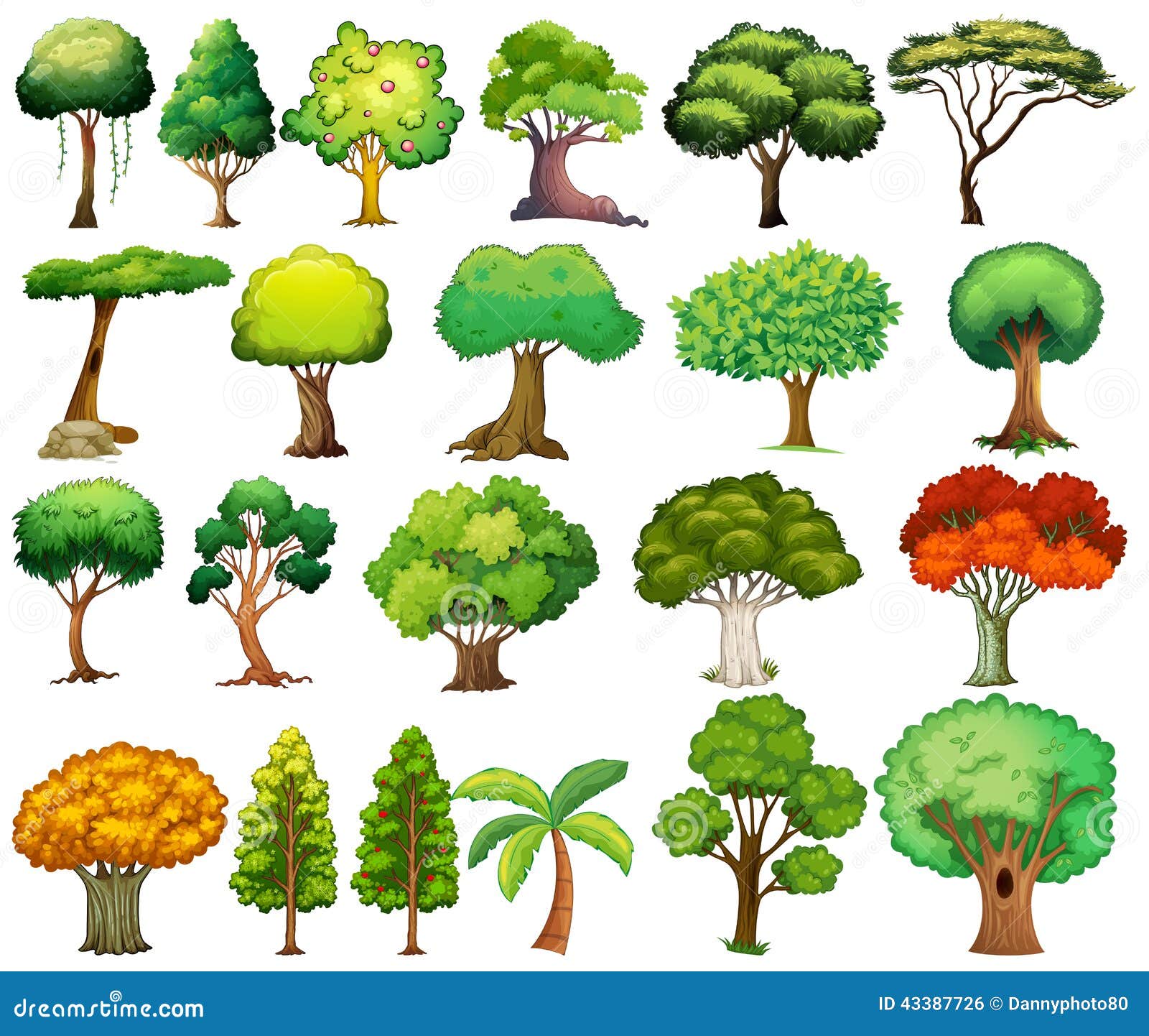 Conjunto de árboles ilustración del vector. Ilustración de grupo - 43387726