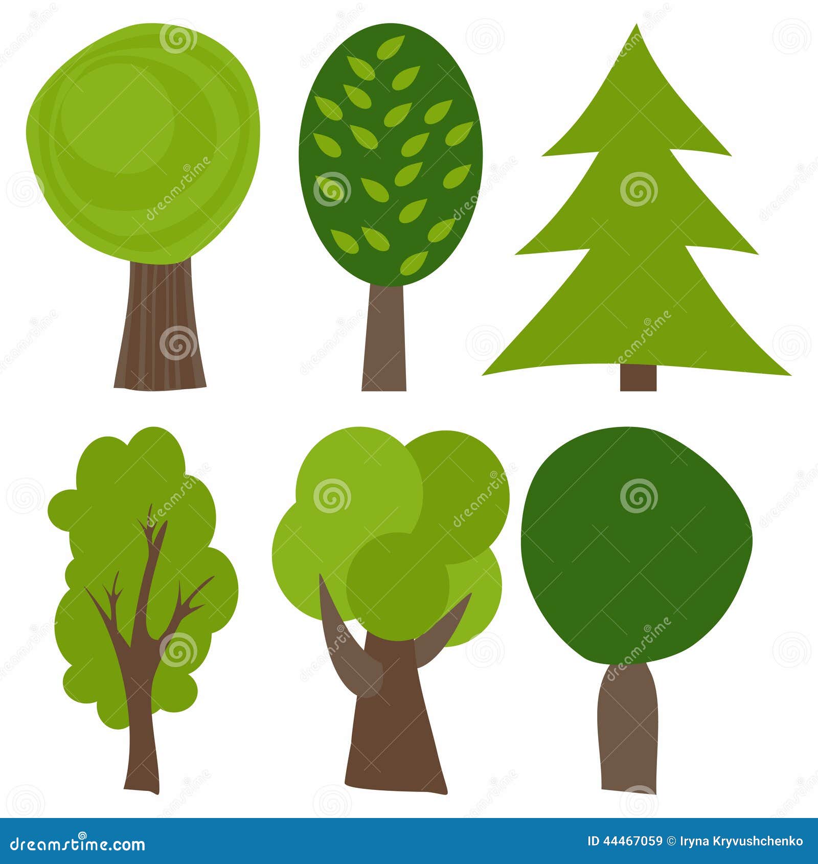 Conjunto De árboles De La Historieta Ilustración Del Vector Árboles Verdes  Ilustración del Vector - Ilustración de pino, plantas: 44467059
